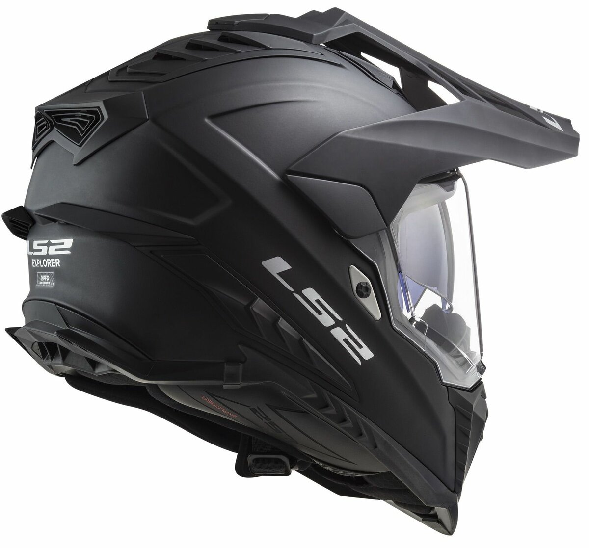LS2 MX701 Explorer solid gloss matt black - Adventure helmet motorcycle