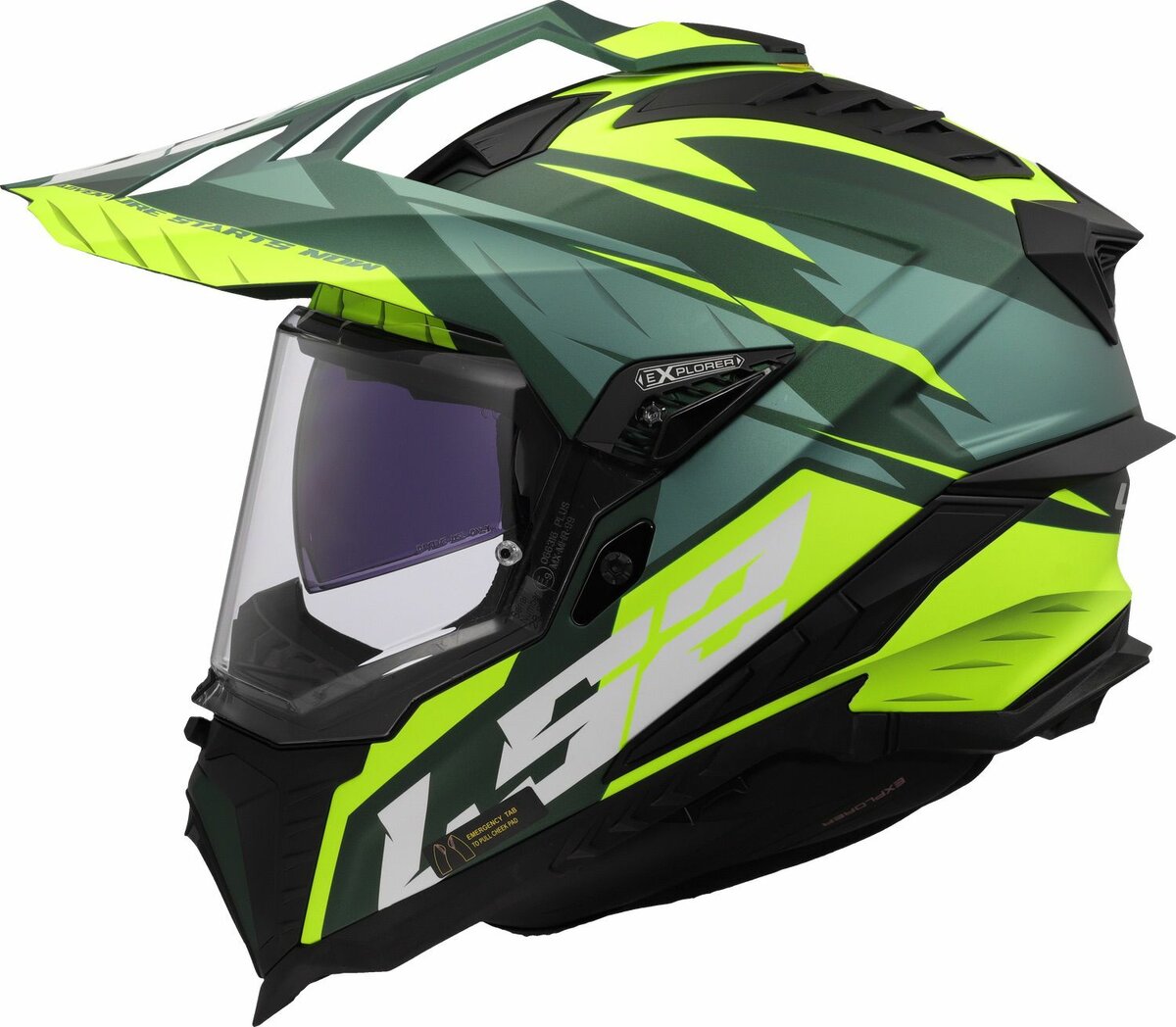 LS2 MX701 Explorer Spire green yellow - Adventure helmet motorcycle