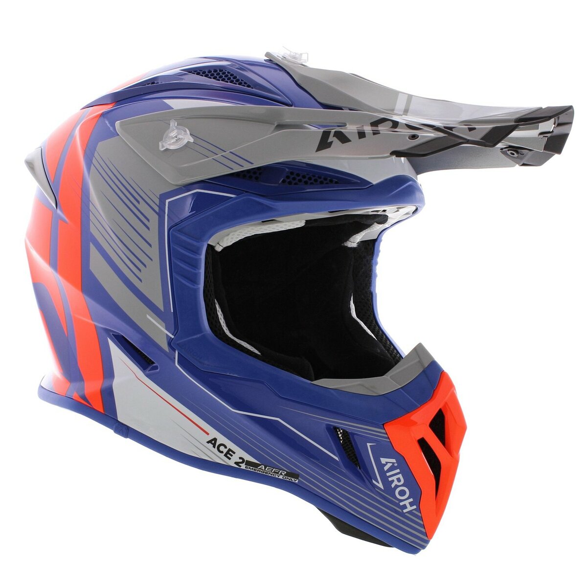 Airoh Aviator Ace 2 MX Helmet Engine - gloss cerulean blue grey orange