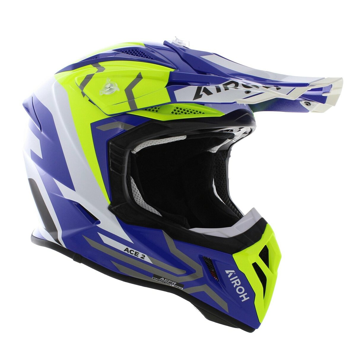 Airoh Aviator Ace 2 MX Helmet Ground - gloss white blue yellow