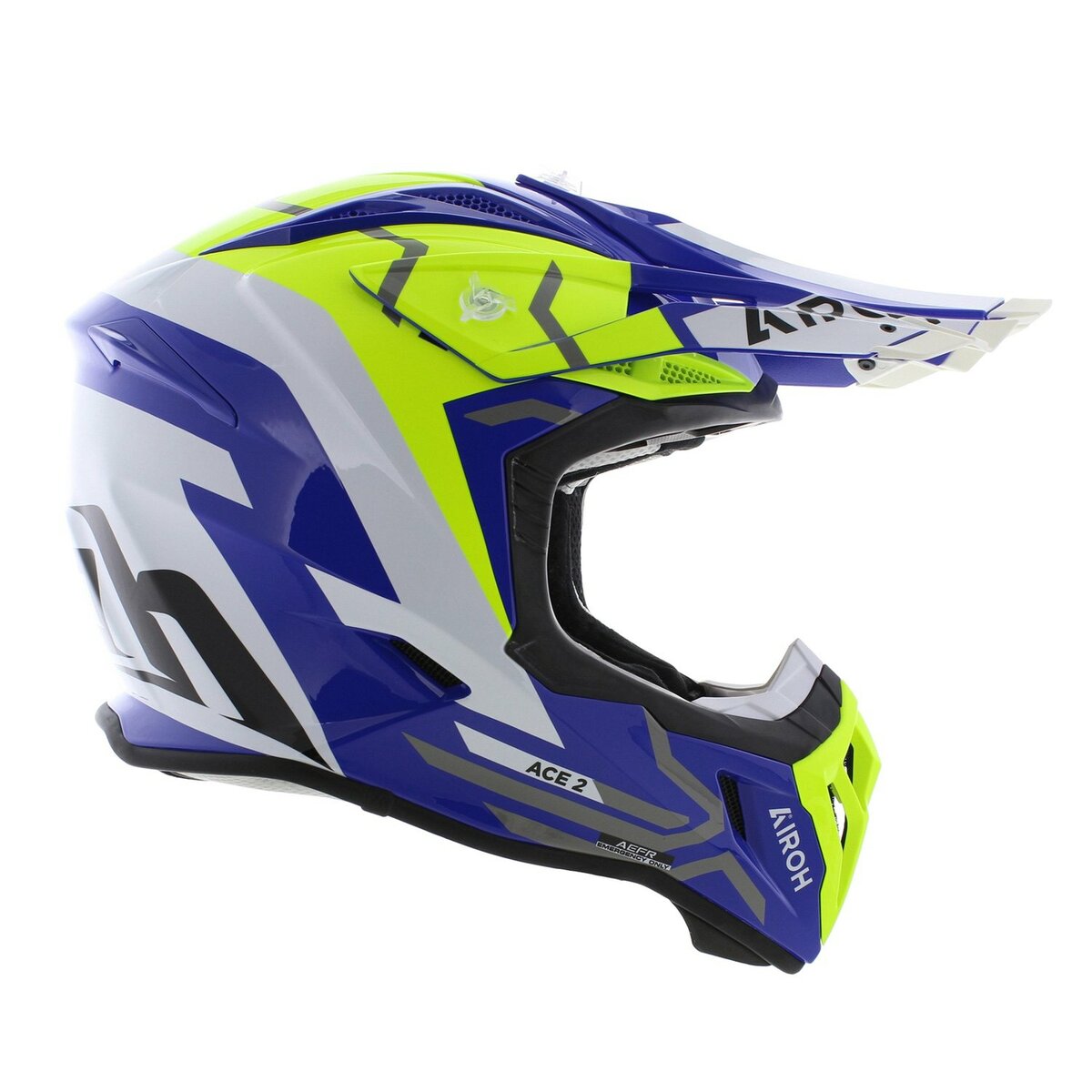 Airoh Aviator Ace 2 MX Helmet Ground - gloss white blue yellow