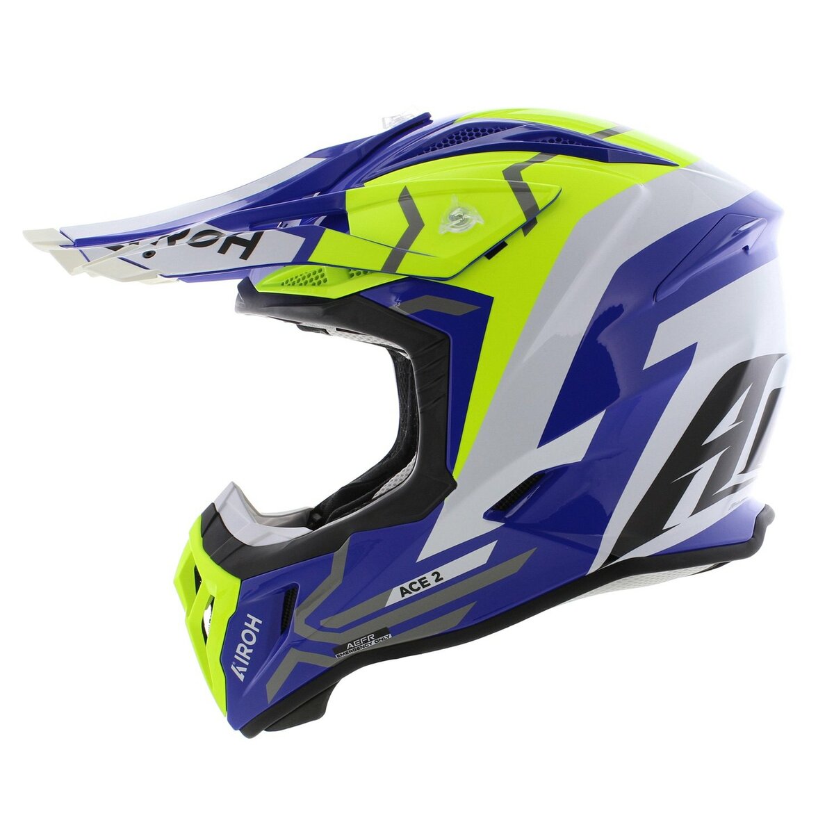 Airoh Aviator Ace 2 MX Helmet Ground - gloss white blue yellow