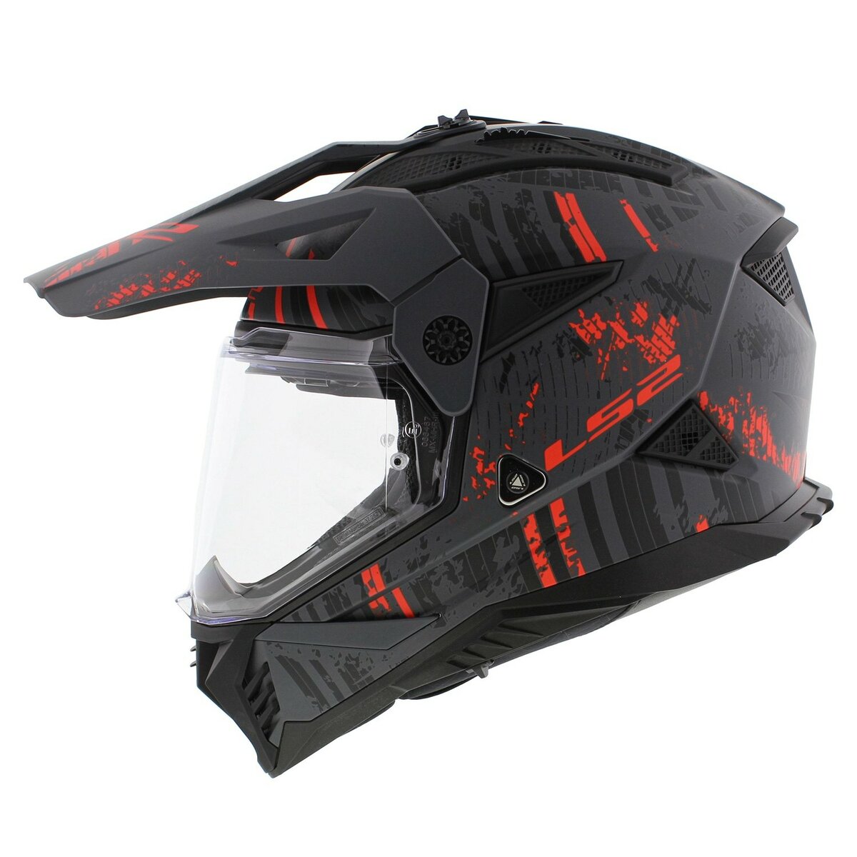 LS2 MX702 Pioneer II adventure helmet Crazy matt grey black red