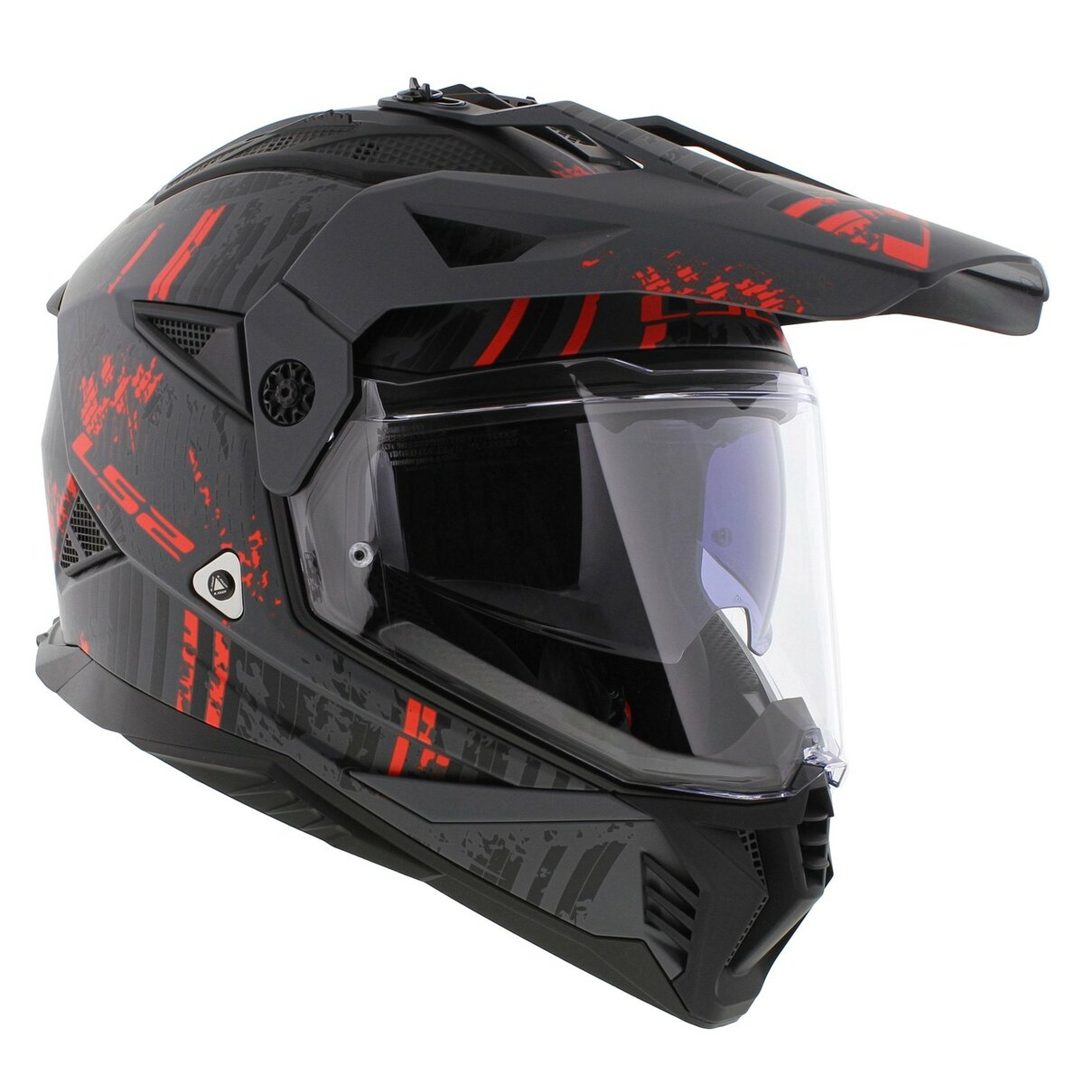 LS2 MX702 Pioneer II adventure helmet Crazy matt grey black red