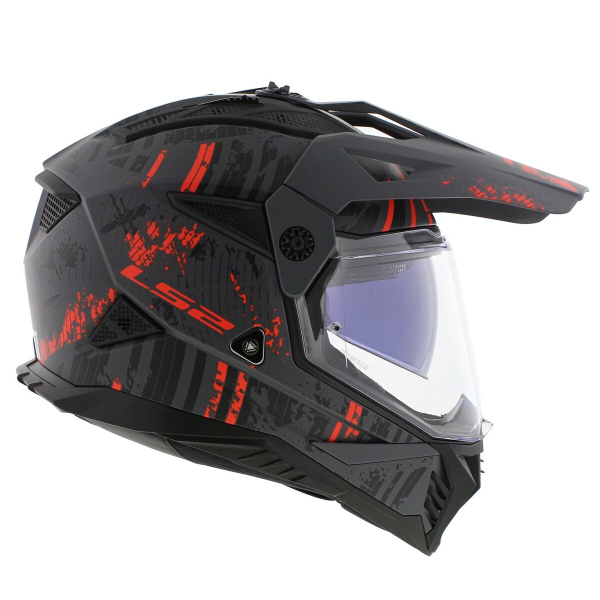 LS2 MX702 Pioneer II adventure helmet Crazy matt grey black red