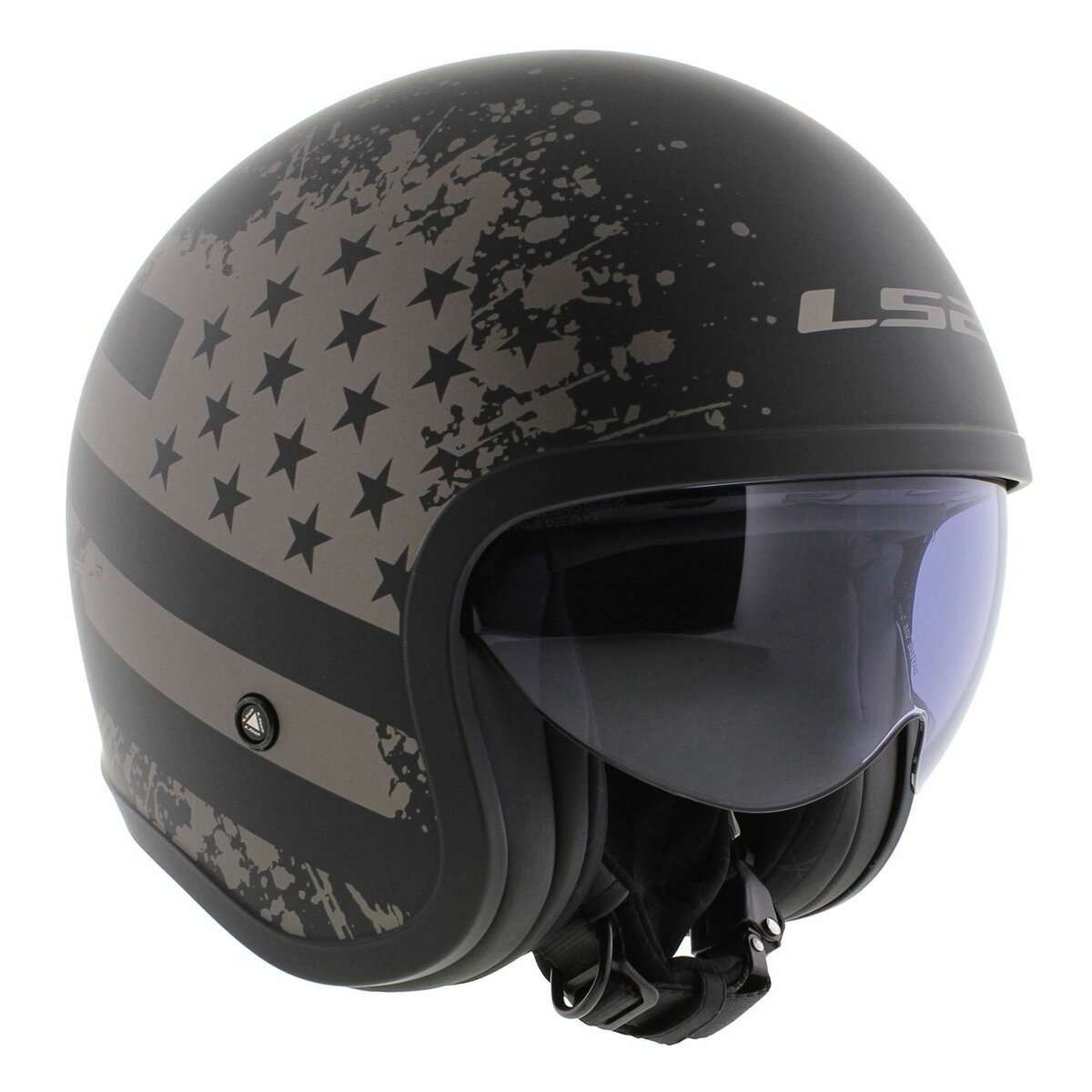 LS2 OF599 Spitfire II Flag matt black titanium - Open Face helmet motorcycle scooter