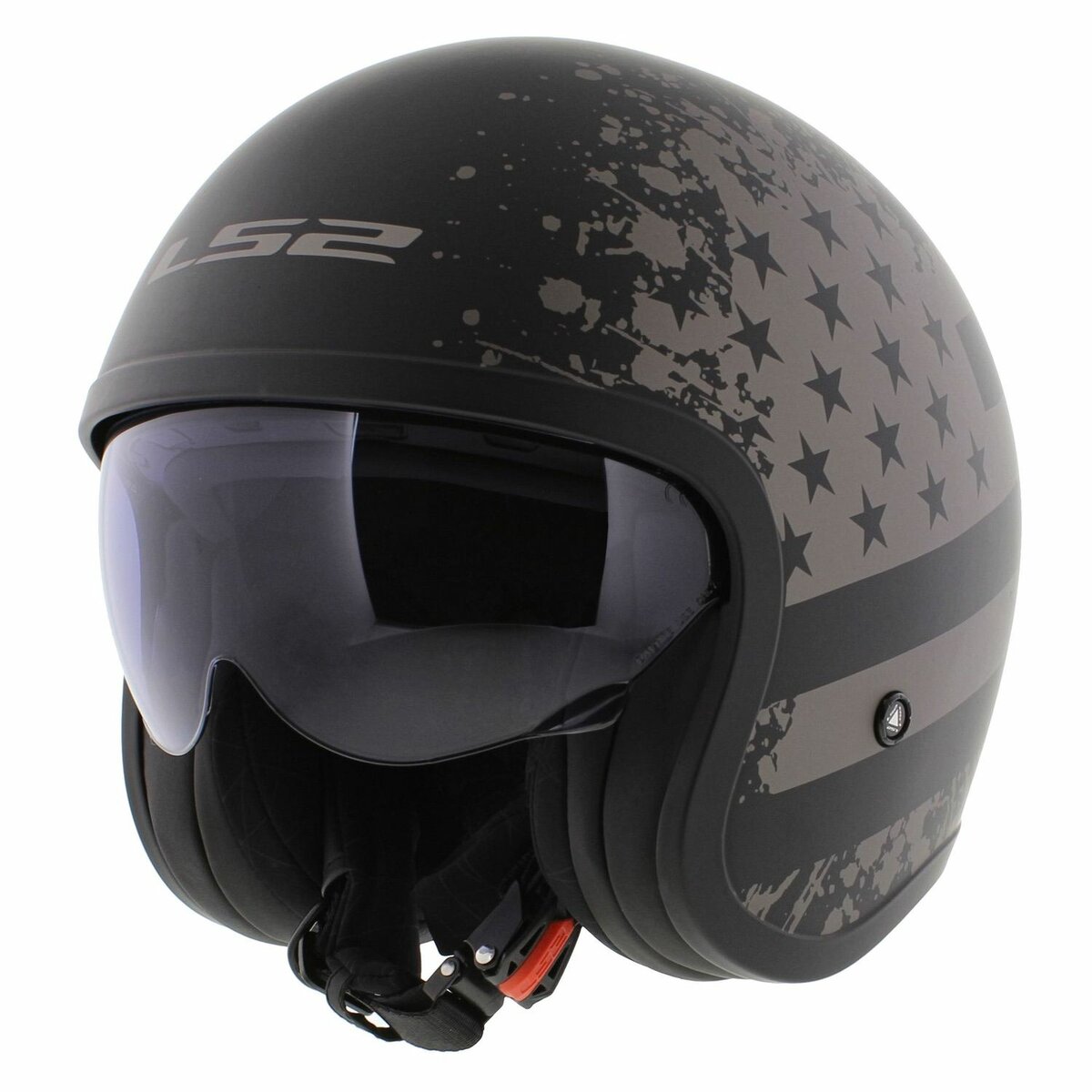 LS2 OF599 Spitfire II Flag matt black titanium - Open Face helmet motorcycle scooter