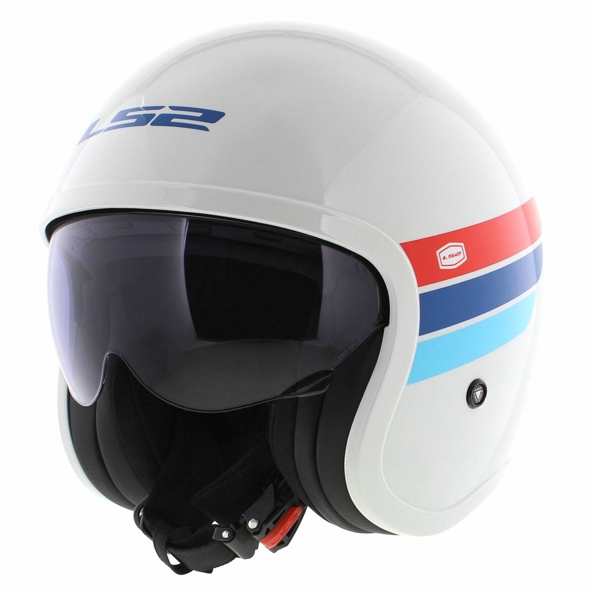 LS2 OF599 Spitfire II Retro gloss white red blue - Open Face helmet motorcycle scooter