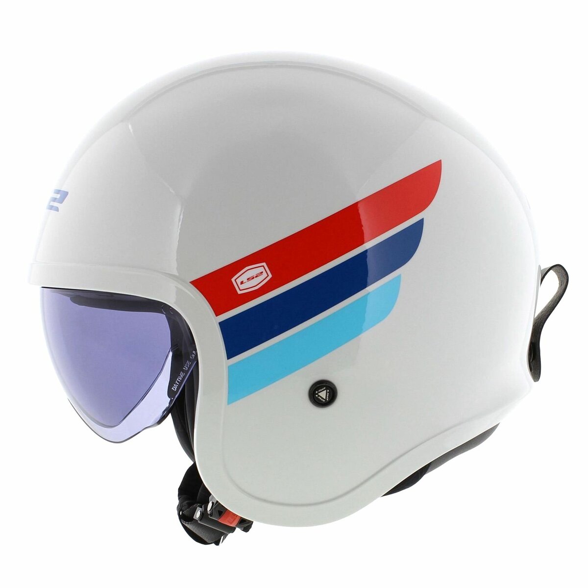 LS2 OF599 Spitfire II Retro gloss white red blue - Open Face helmet motorcycle scooter