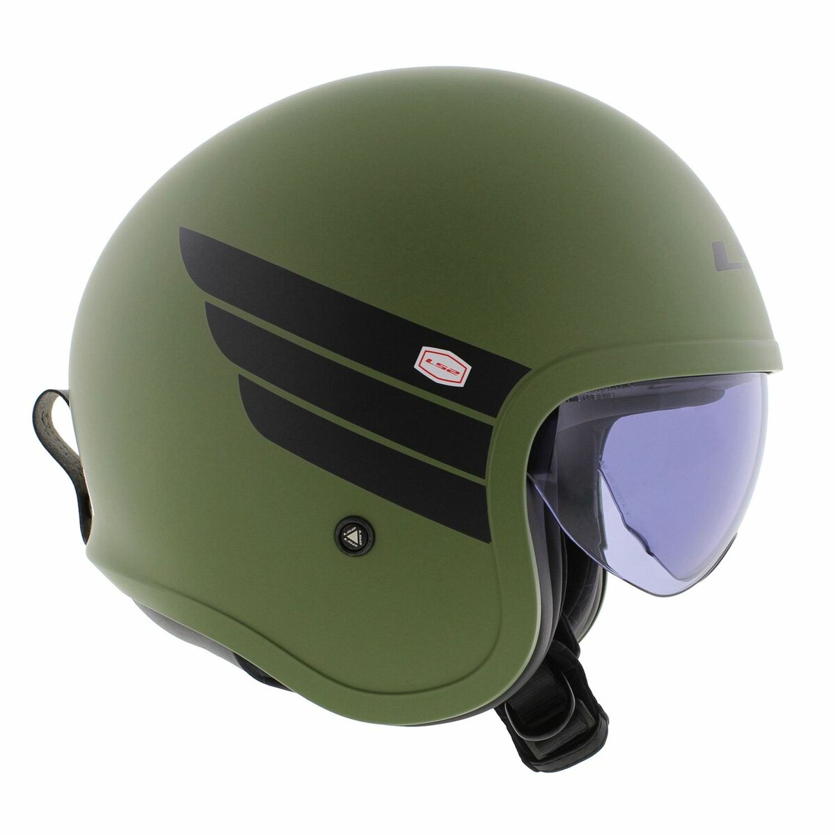 LS2 OF599 Spitfire II Retro matt green black - Open Face helmet motorcycle scooter