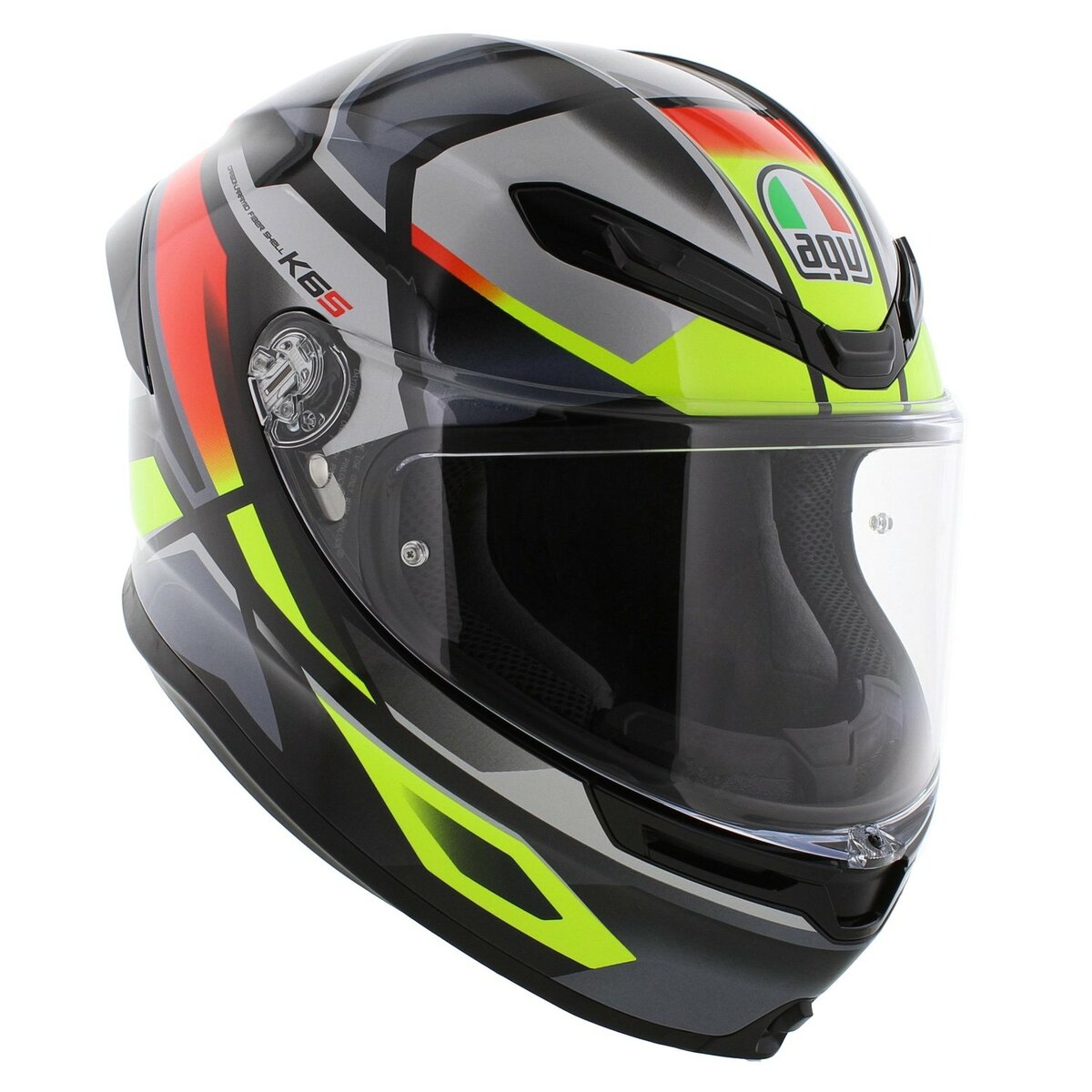 AGV K6 S Erazer motorcycle helmet black red fluo yellow