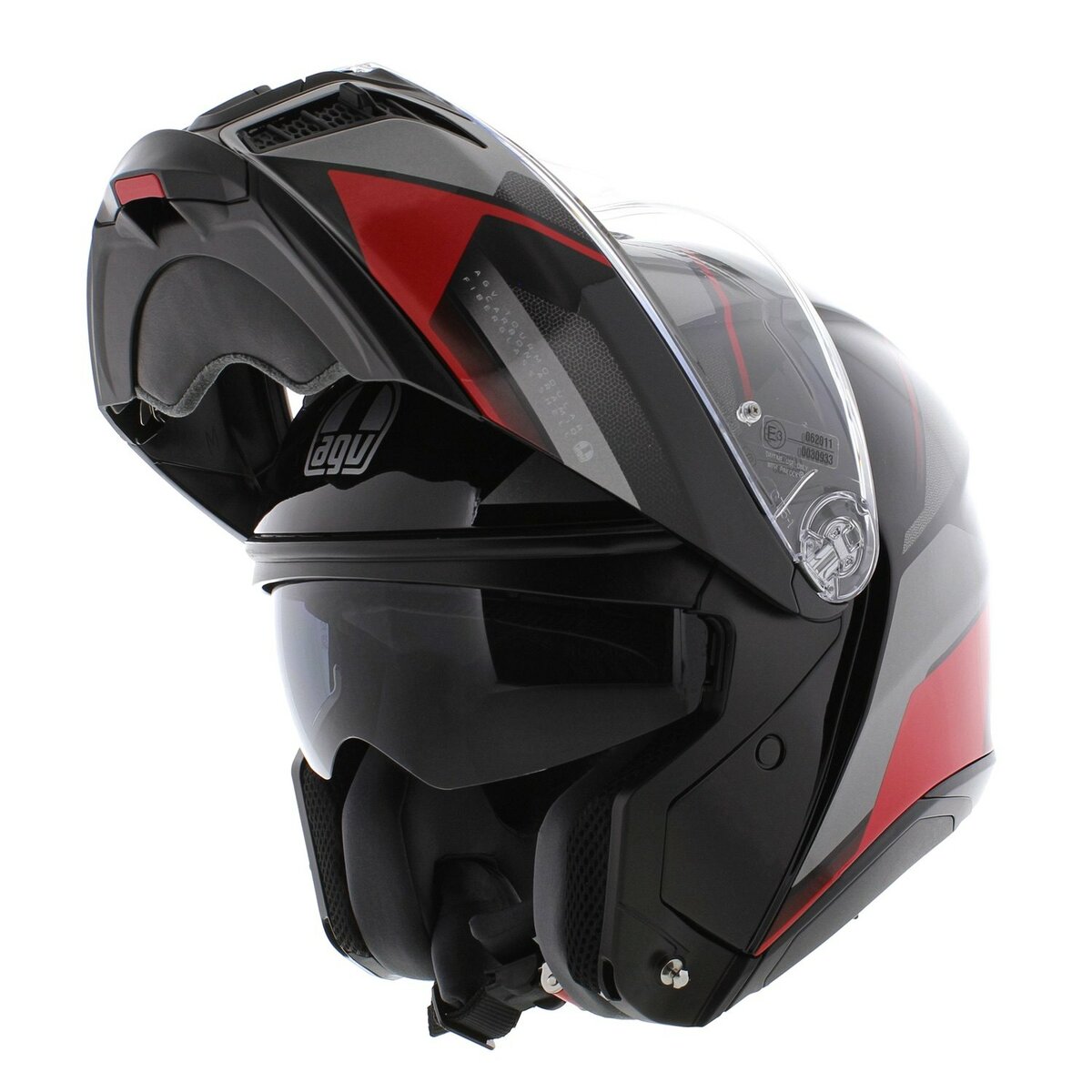 AGV Tourmodular Perception modular helmet gloss black grey red