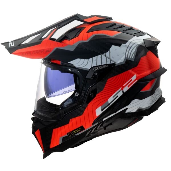 LS2 MX701 C Explorer Trick white red - Adventure helmet motorcycle