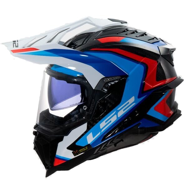 LS2 MX701 C Explorer Frontier II white blue - Adventure helmet motorcycle