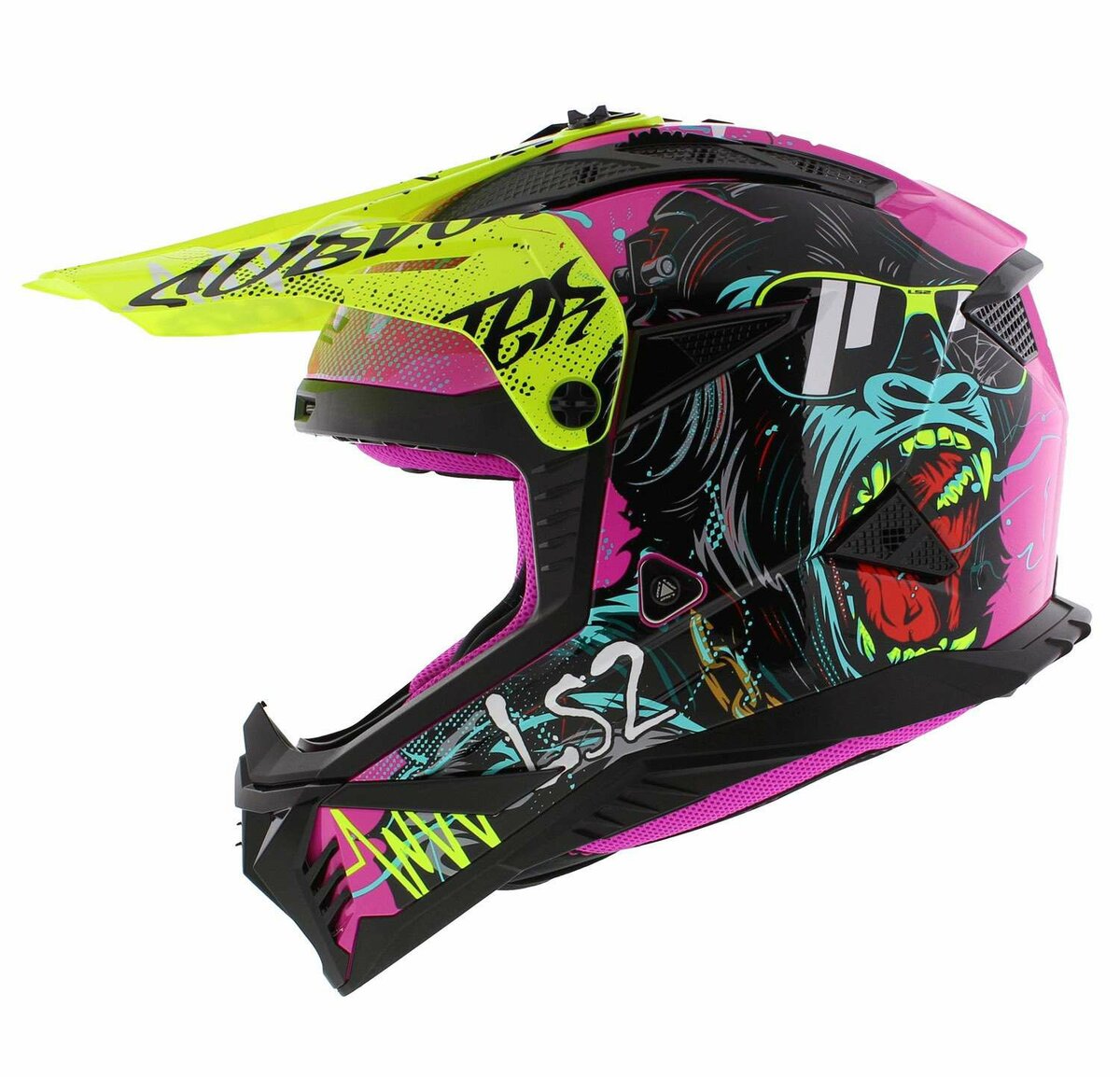 LS2 MX708 Fast II helmet Gorilla gloss purple hv yellow