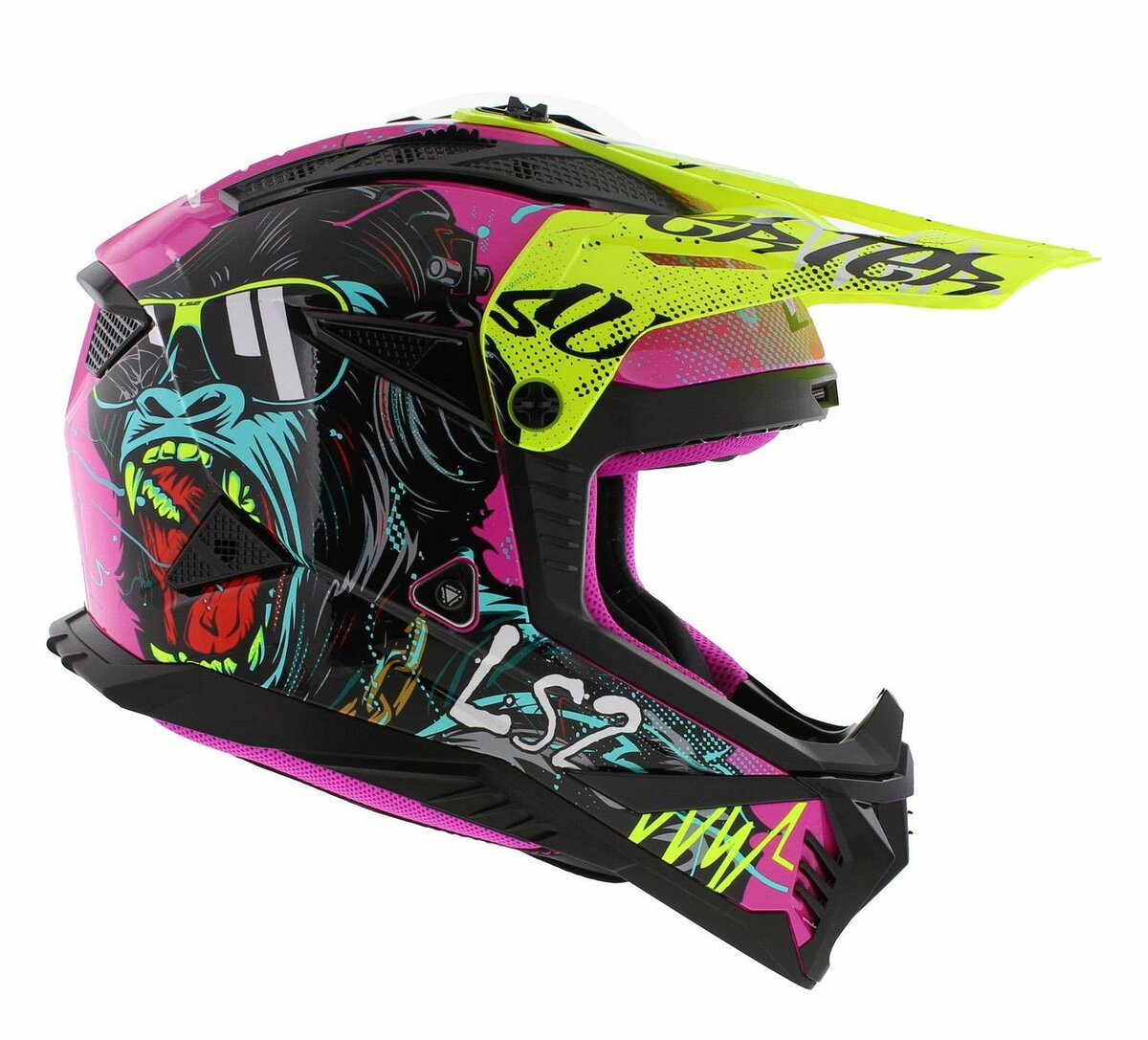 LS2 MX708 Fast II helmet Gorilla gloss purple hv yellow