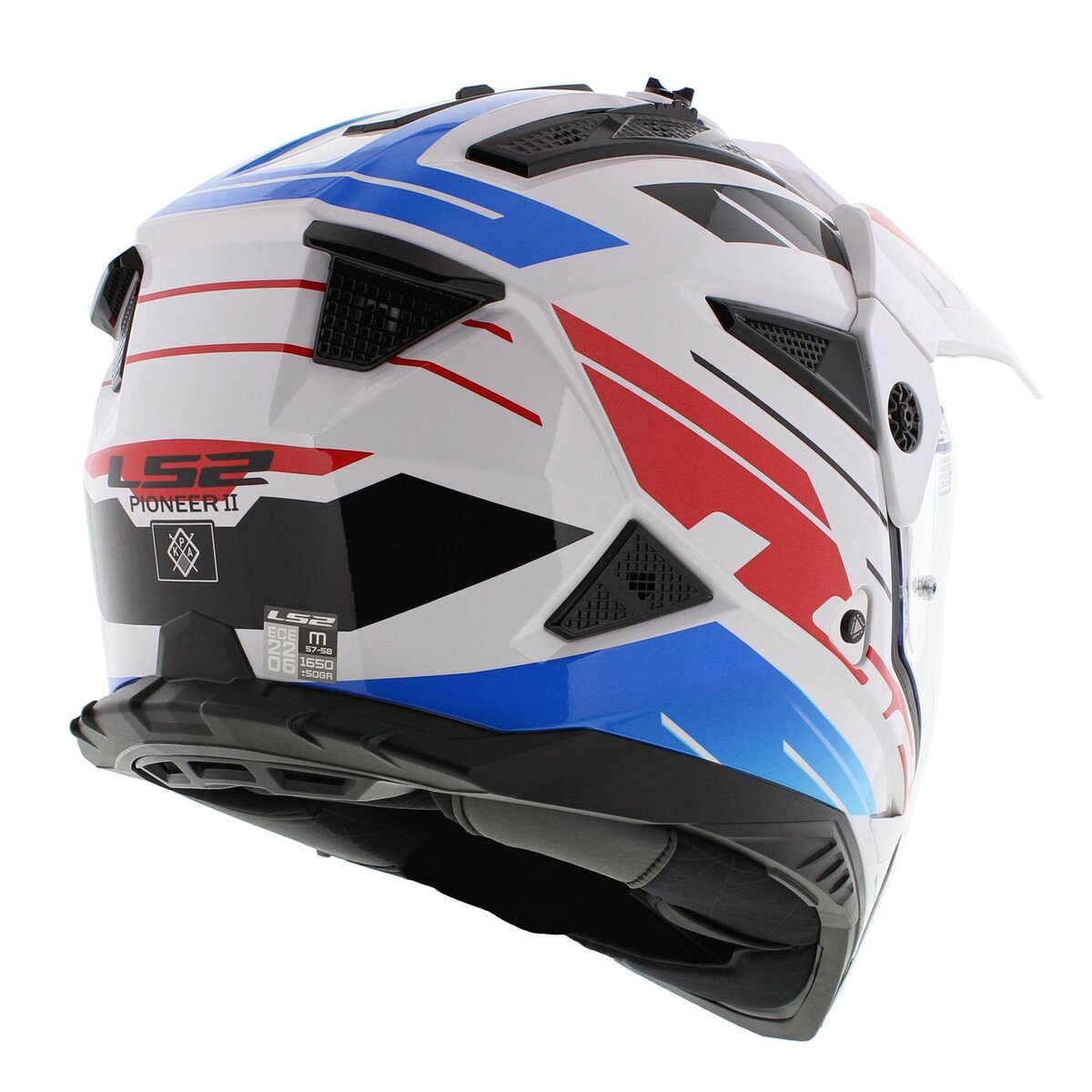LS2 MX702 Pioneer II adventure helmet Namib gloss white blue red