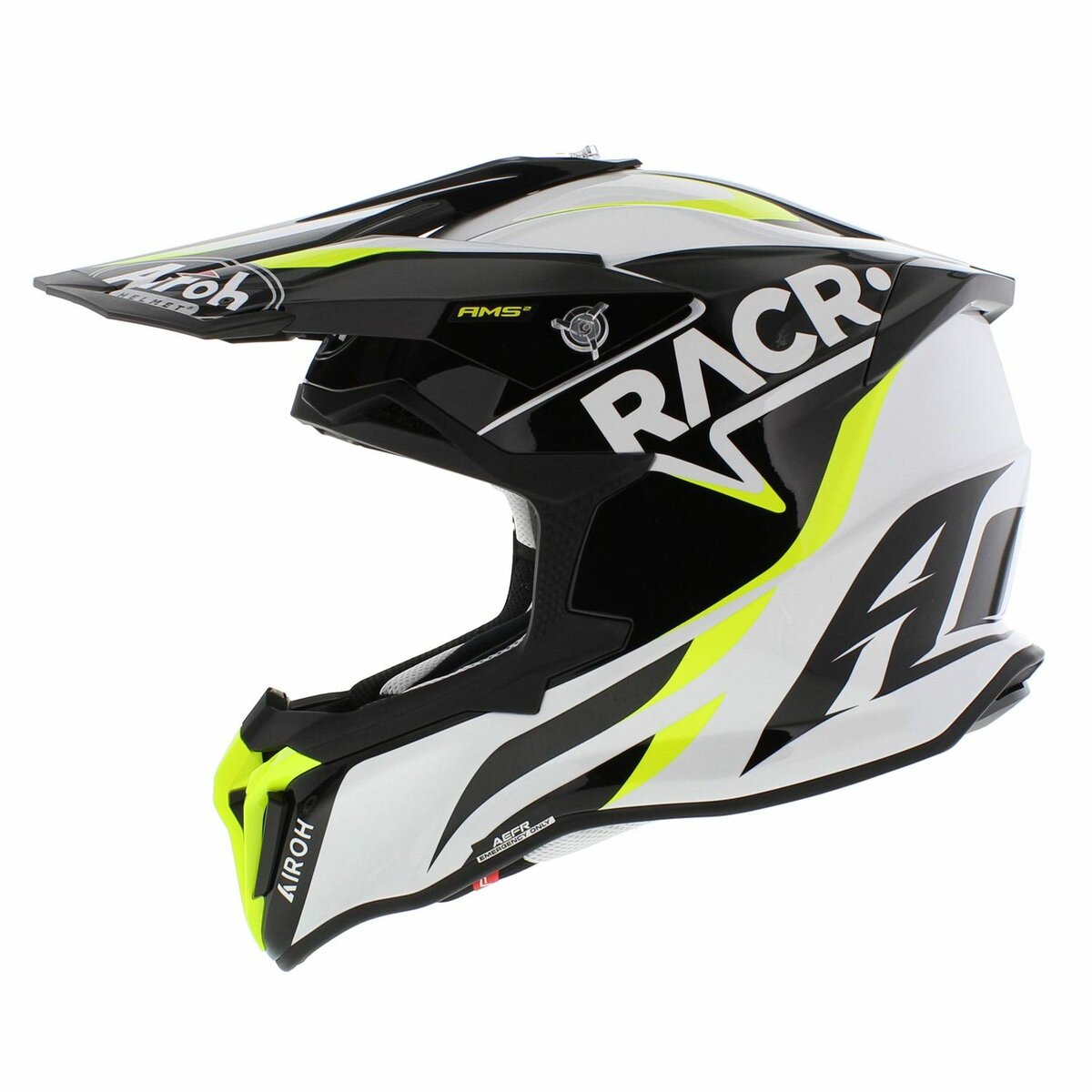 Airoh Strycker MX helmet RACR gloss black white fluo yellow