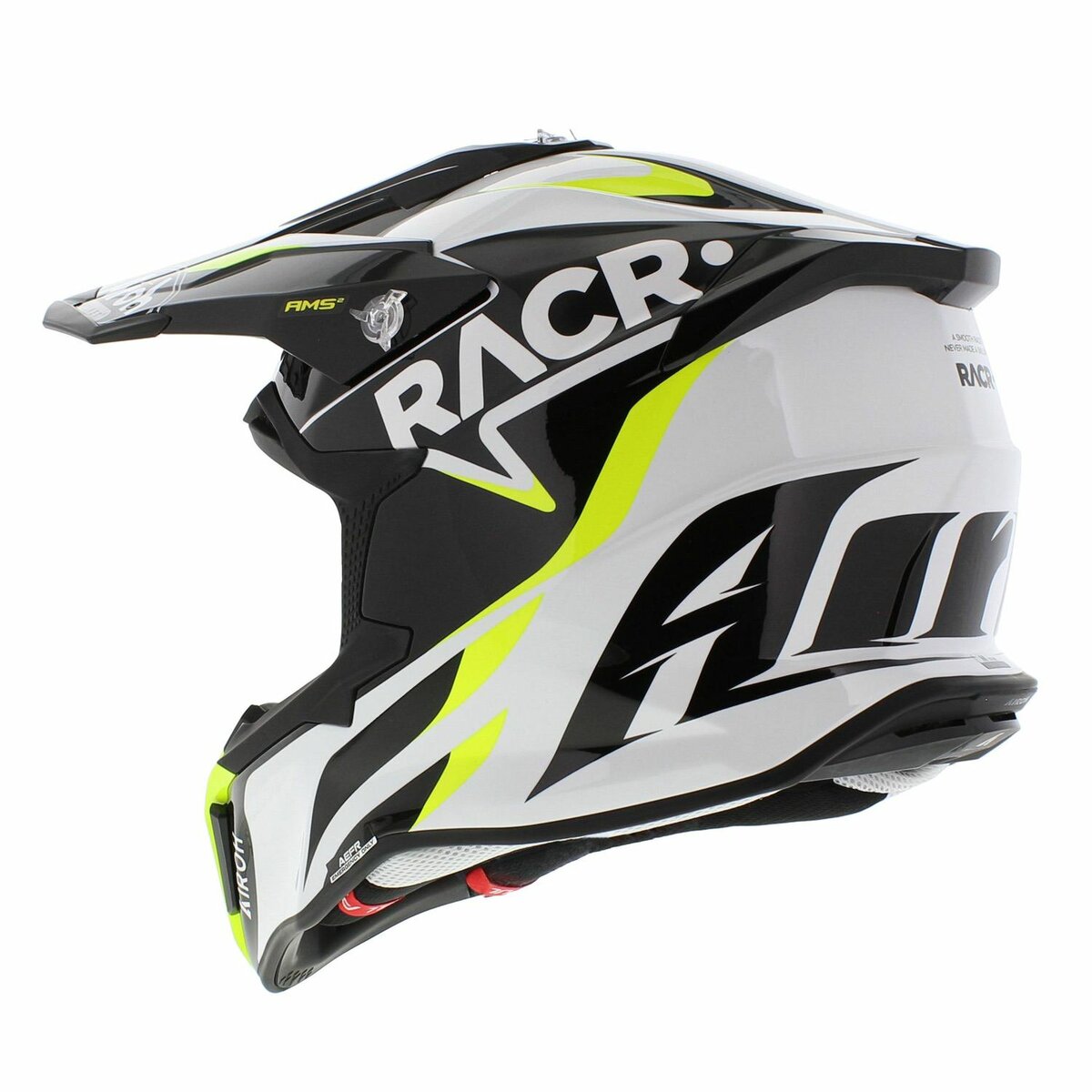 Airoh Strycker MX helmet RACR gloss black white fluo yellow