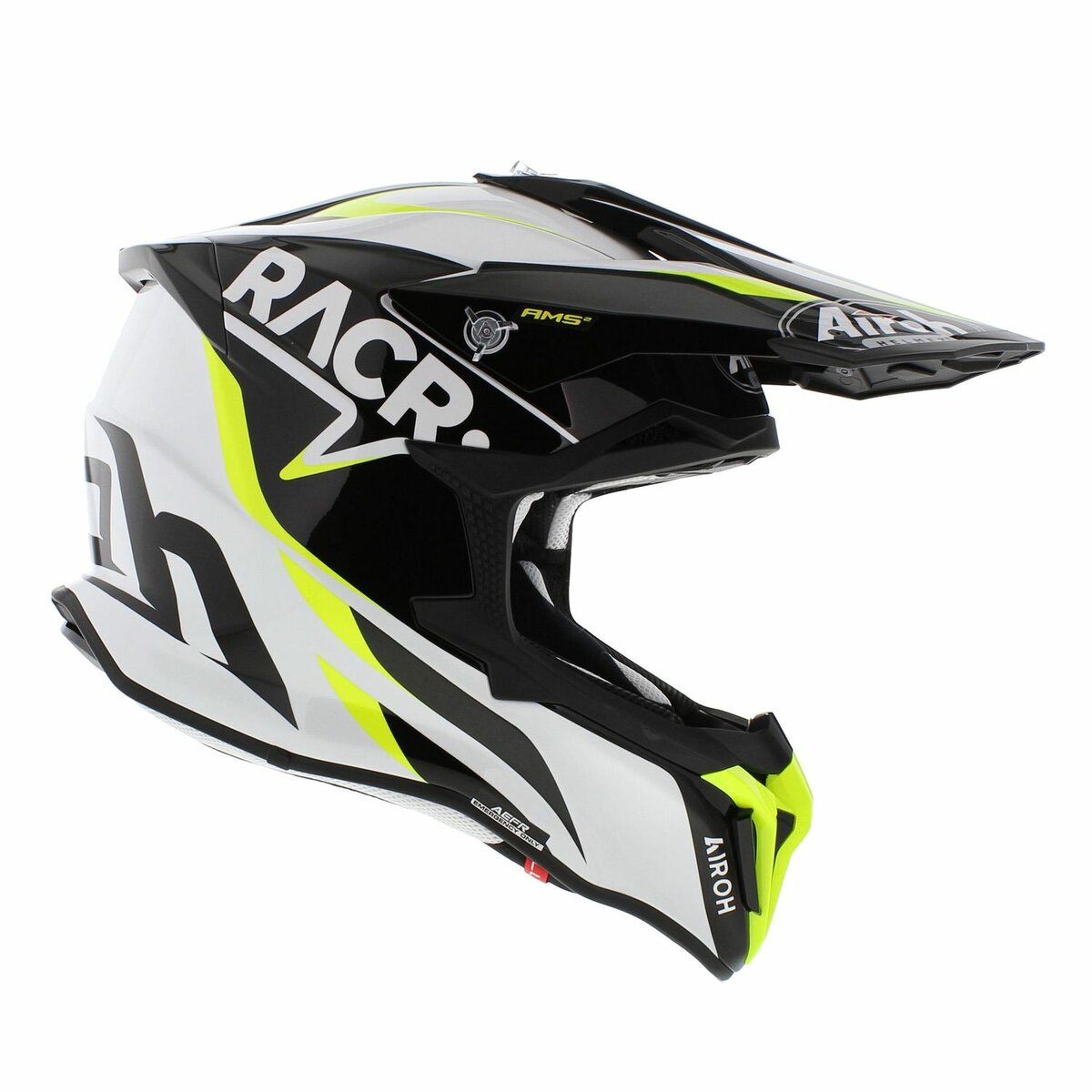 Airoh Strycker MX helmet RACR gloss black white fluo yellow