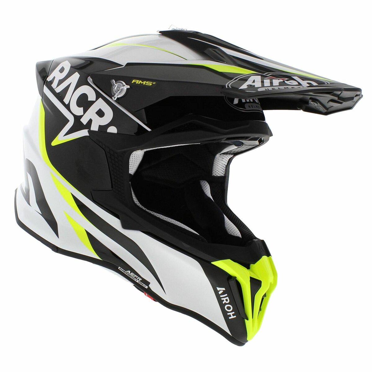 Airoh Strycker MX helmet RACR gloss black white fluo yellow