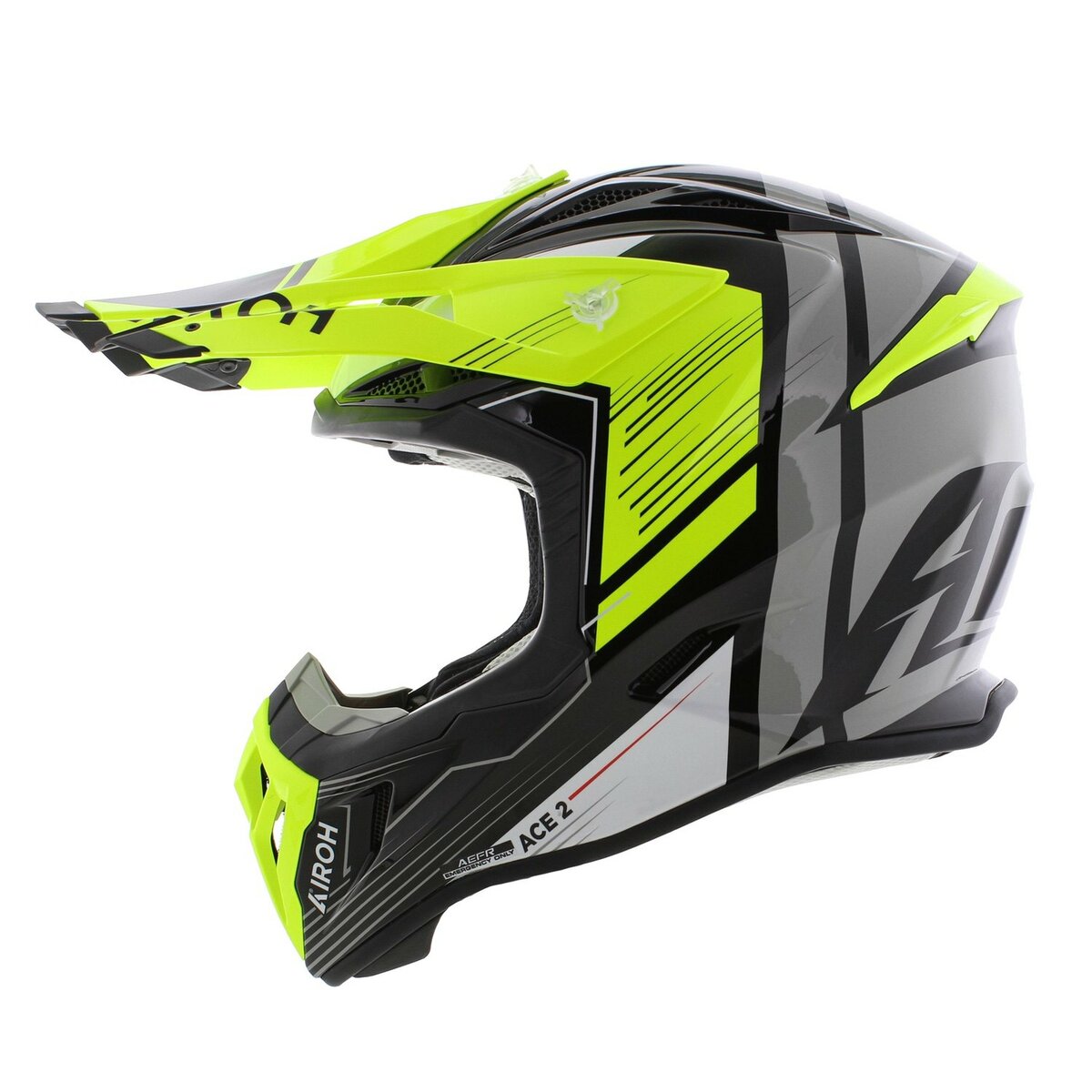 Airoh Aviator Ace 2 MX Helmet Engine - gloss black white yellow