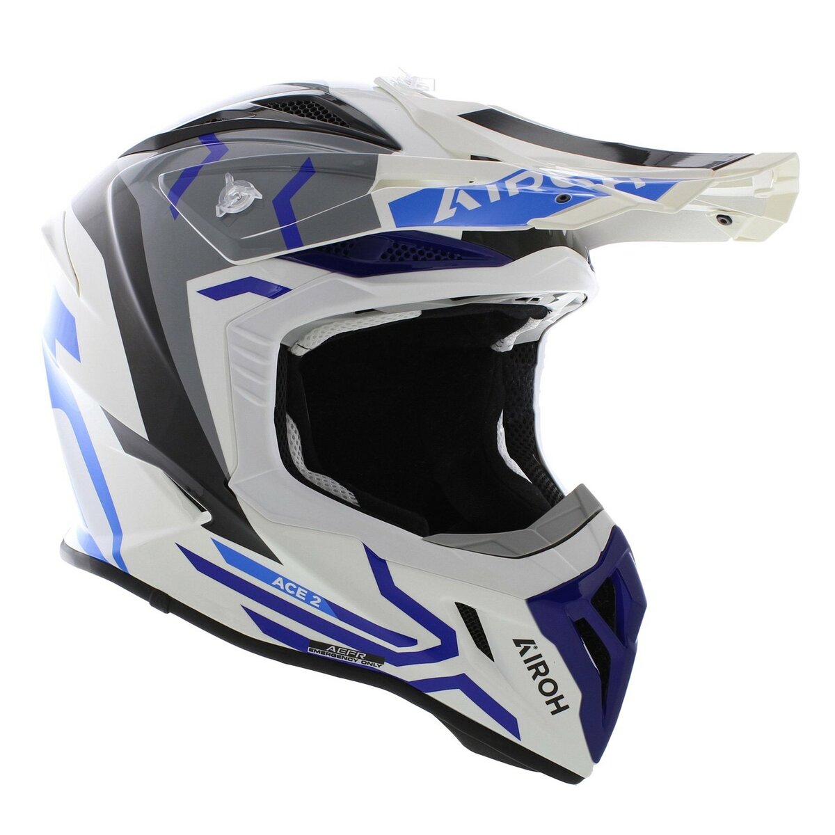 Airoh Aviator Ace 2 MX Helmet Ground - gloss blue grey white