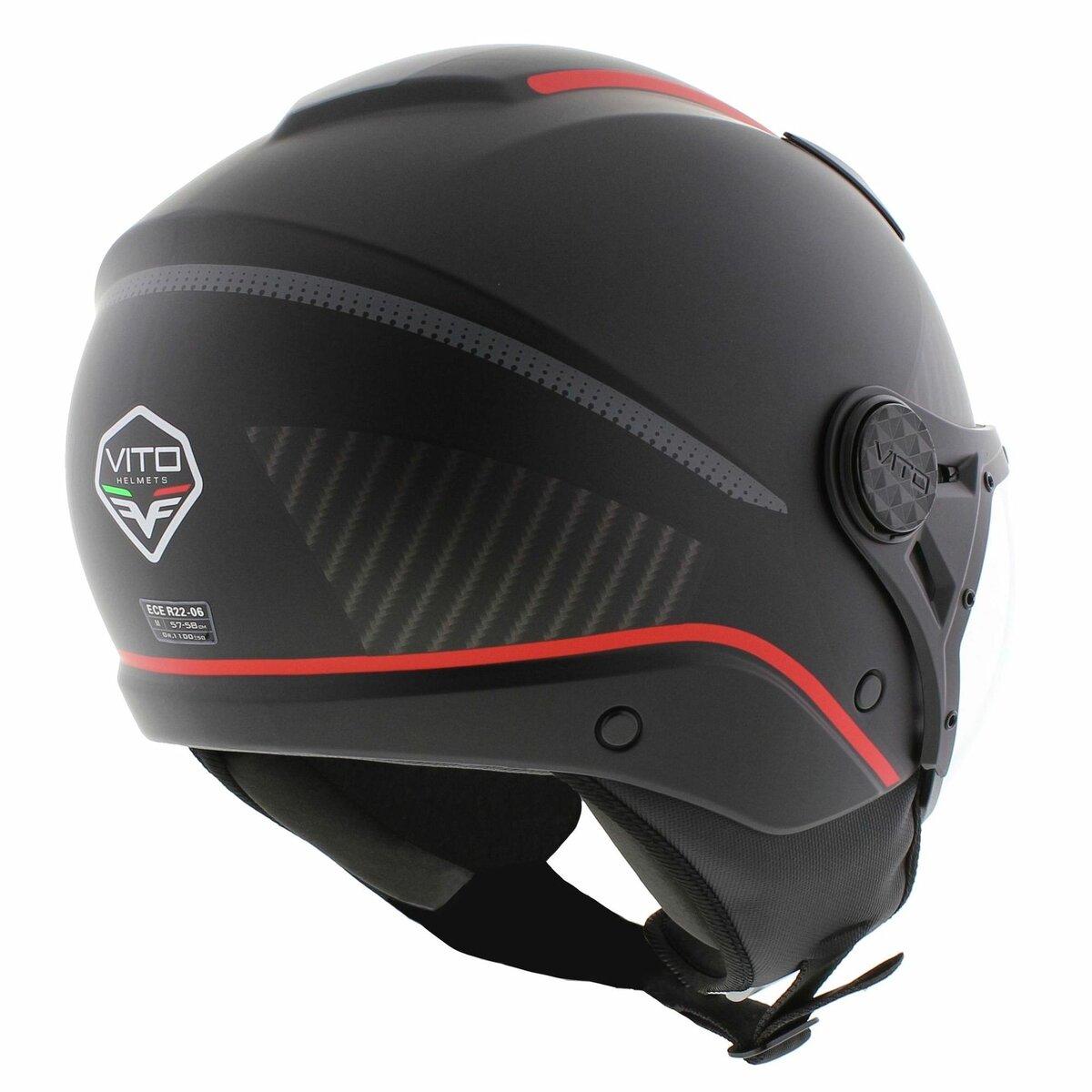 Vito jet helmet Lavori matt black red deco