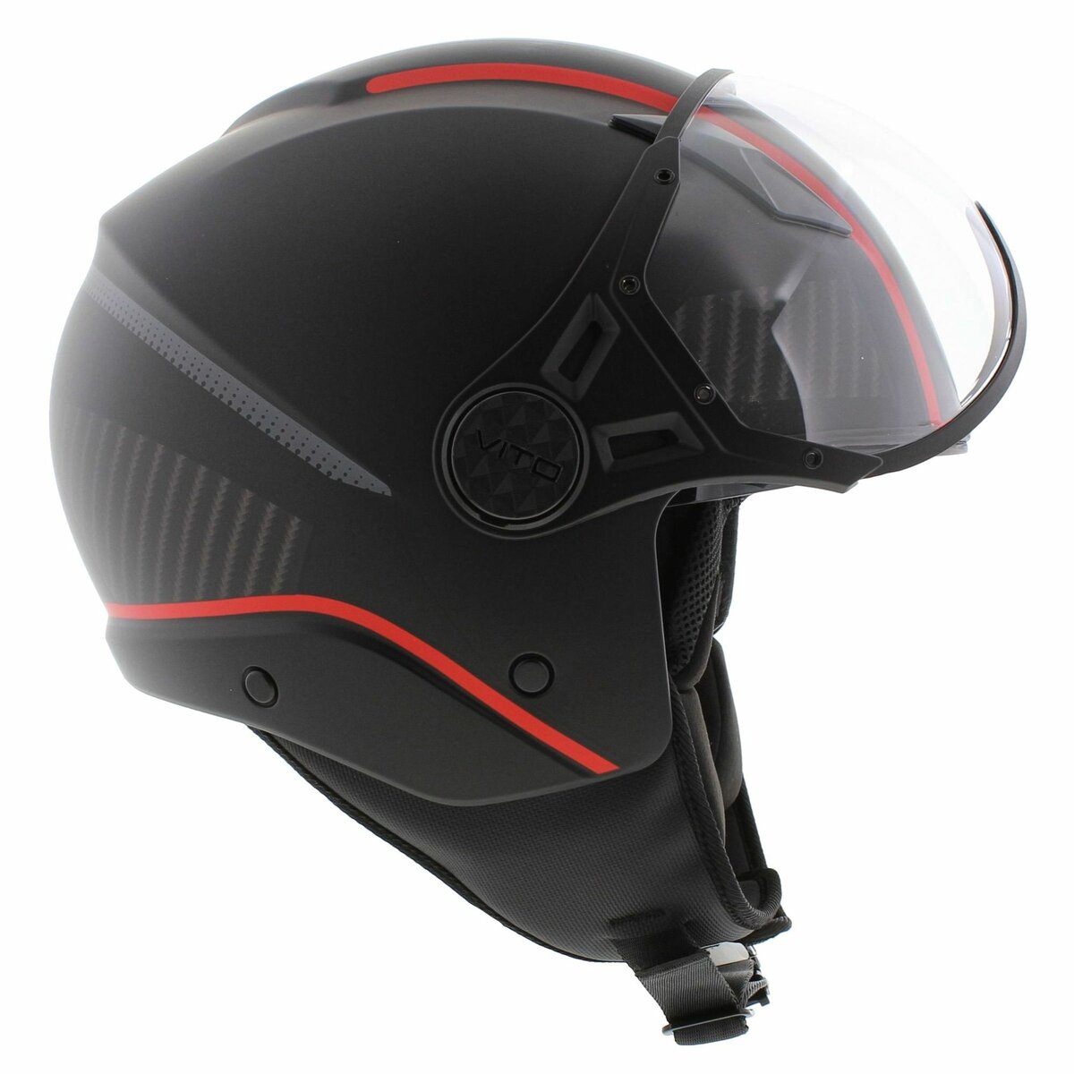 Vito jet helmet Lavori matt black red deco