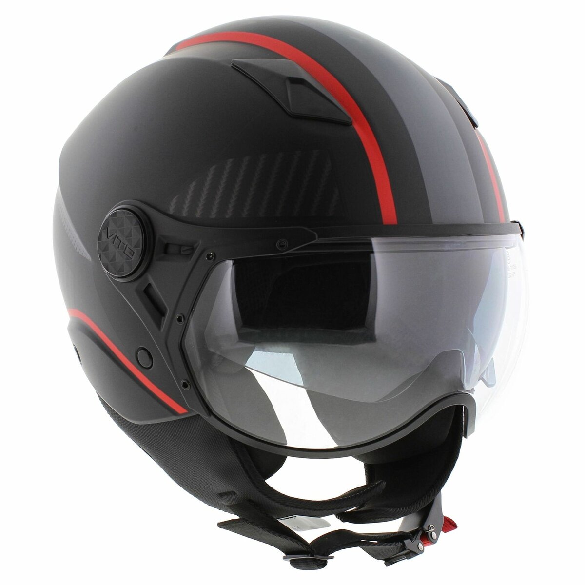 Vito jet helmet Lavori matt black red deco
