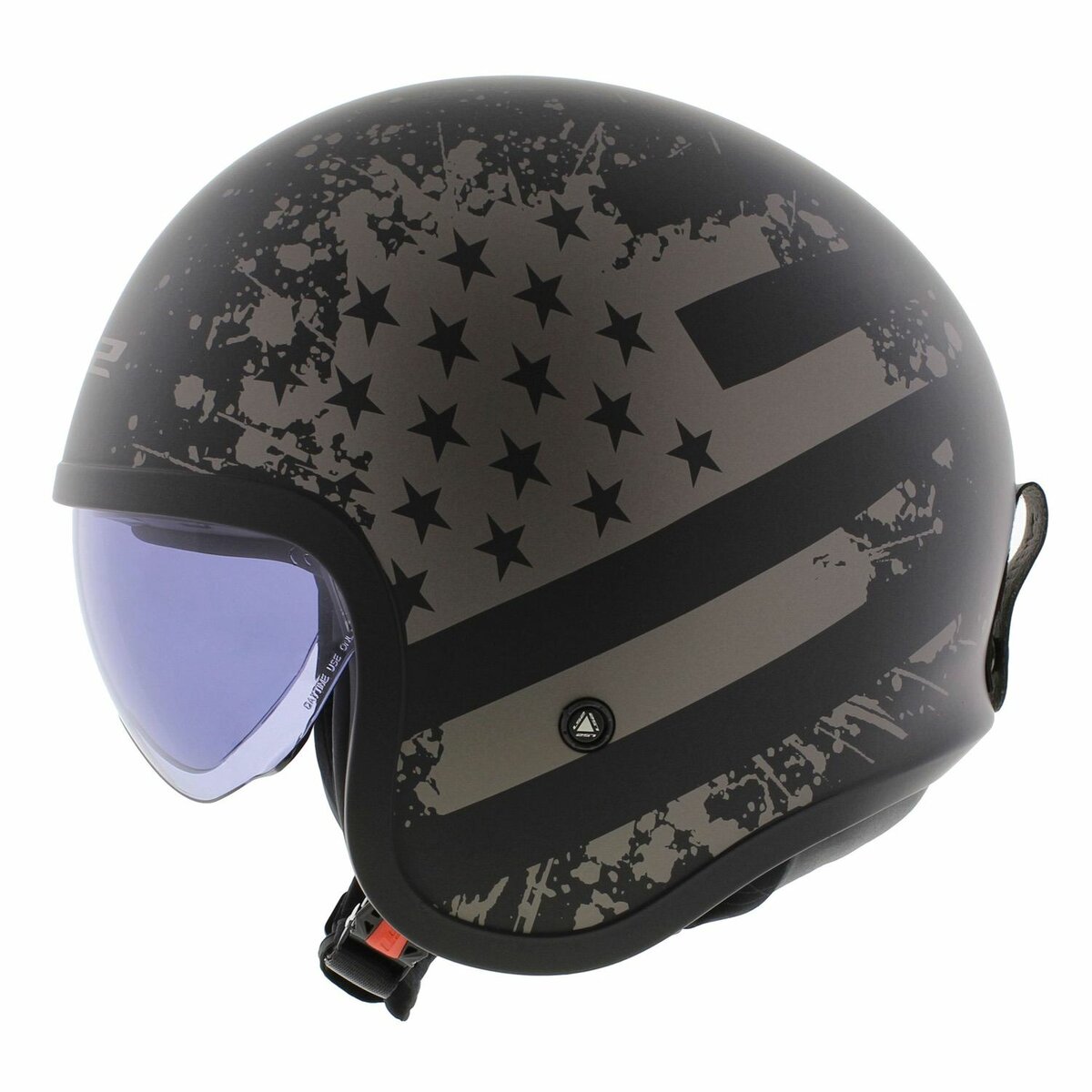 LS2 OF599 Spitfire II Flag matt black titanium - Open Face helmet motorcycle scooter