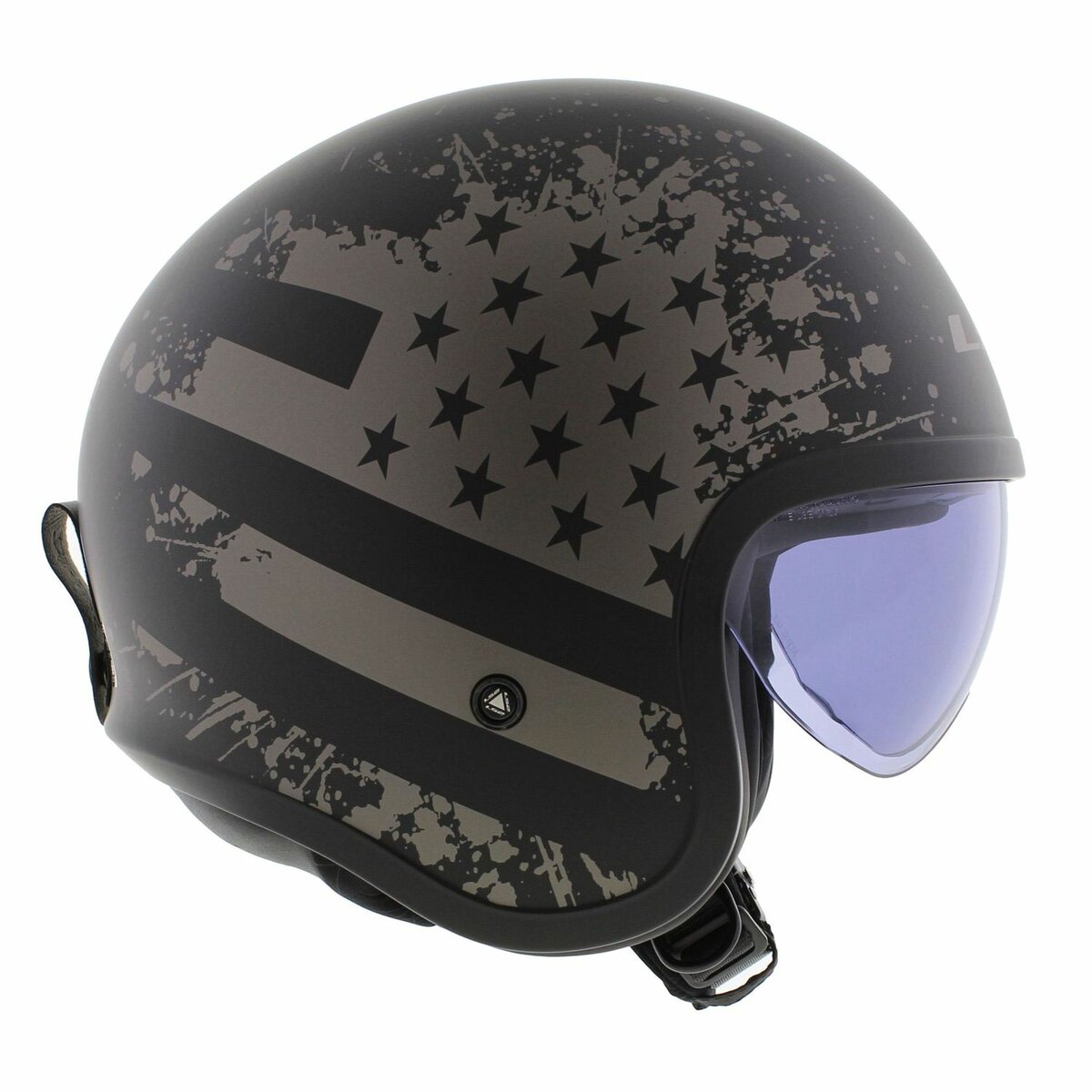 LS2 OF599 Spitfire II Flag matt black titanium - Open Face helmet motorcycle scooter