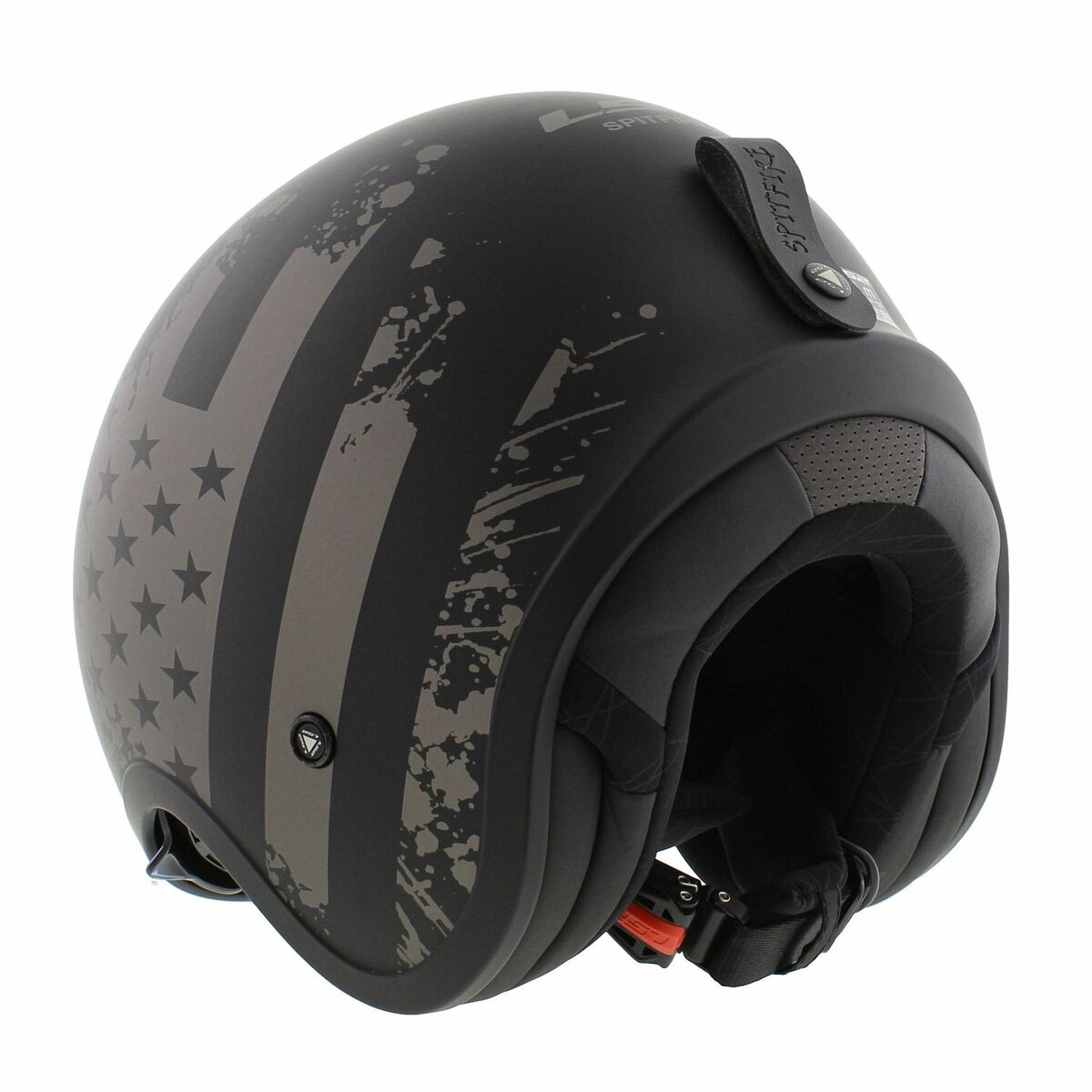 LS2 OF599 Spitfire II Flag matt black titanium - Open Face helmet motorcycle scooter