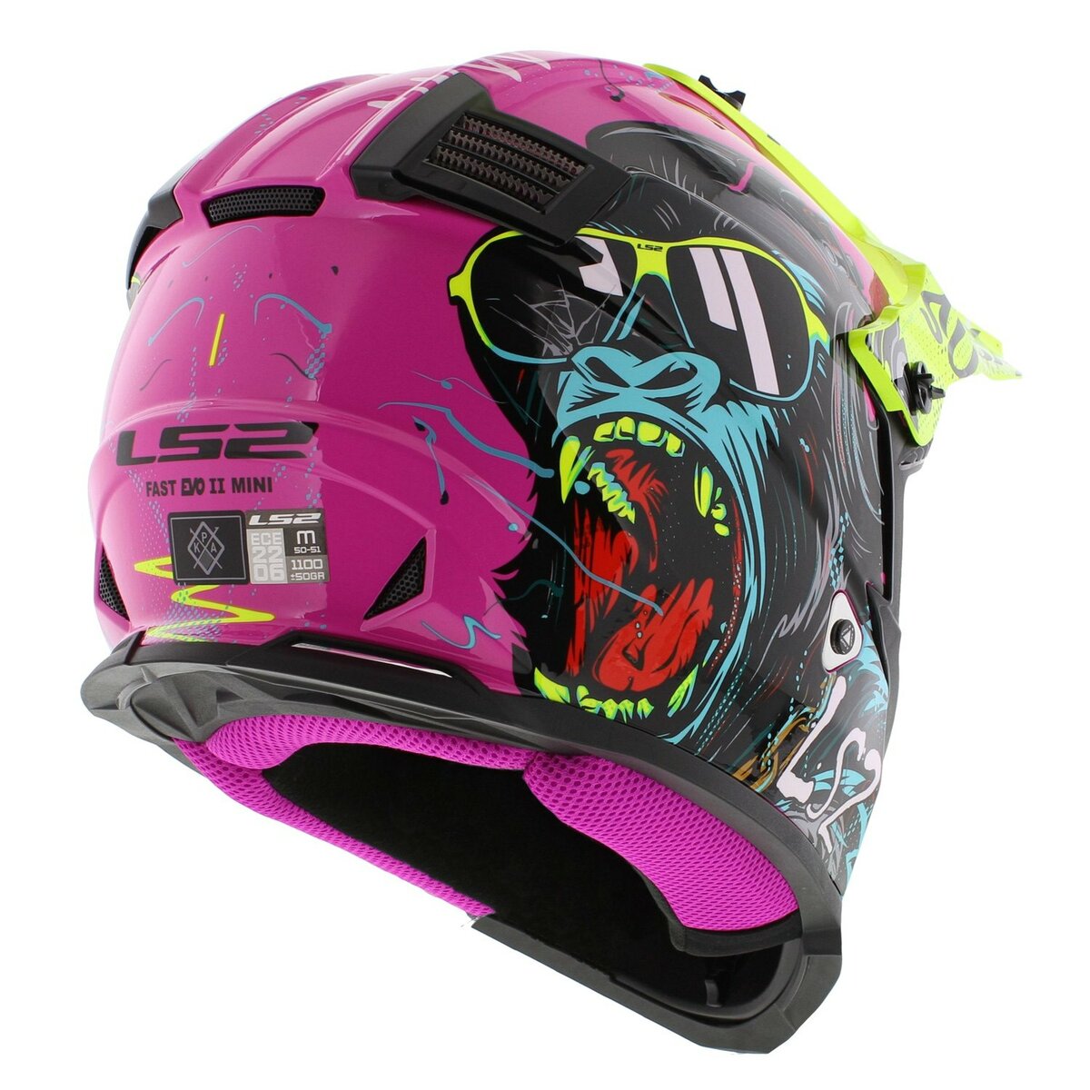 LS2 MX437 Fast EVO II mini Gorilla gloss purple children MX motorcycle helmet