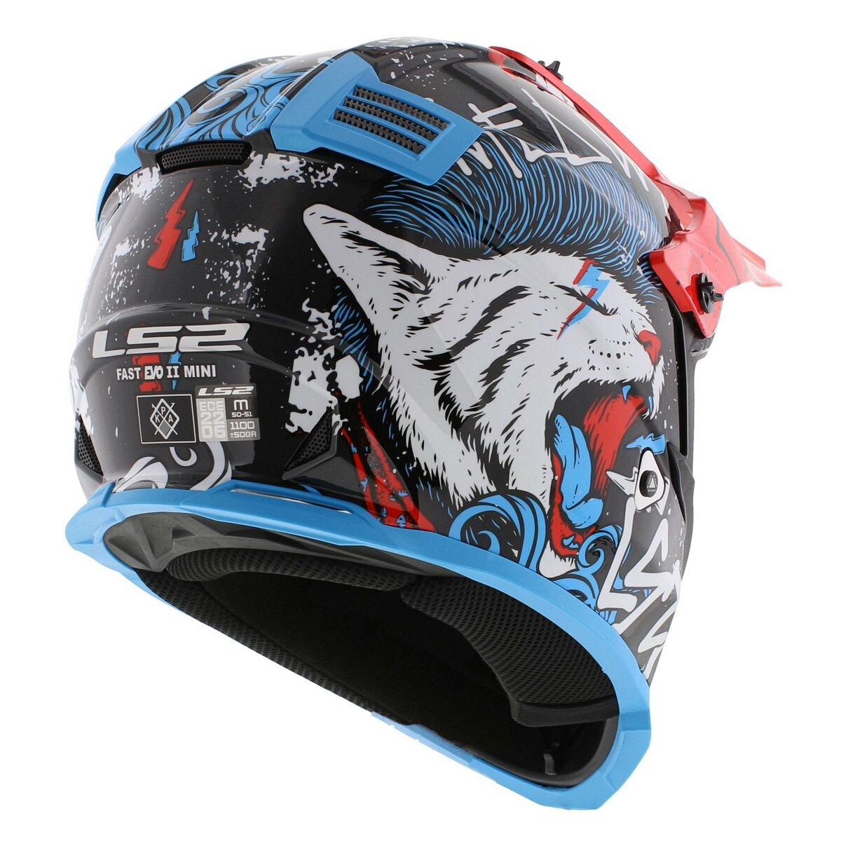 LS2 MX437 Fast EVO II mini Starmaw gloss black children MX motorcycle helmet