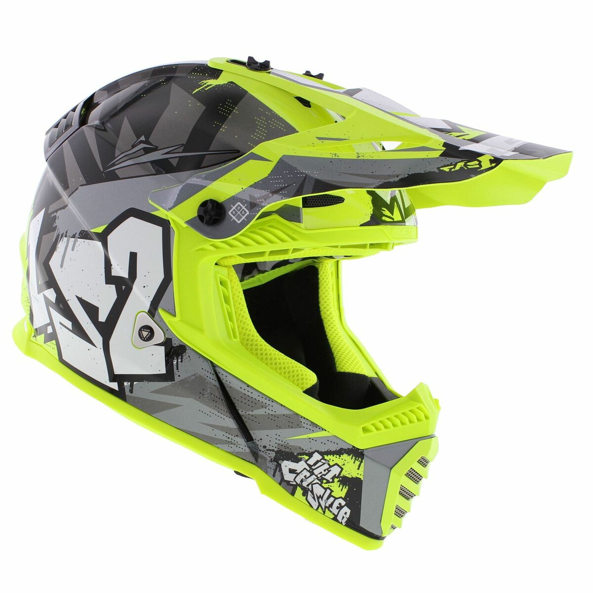 LS2 MX437 Fast EVO II mini Crusher gloss black h-v yellow children MX motorcycle helmet