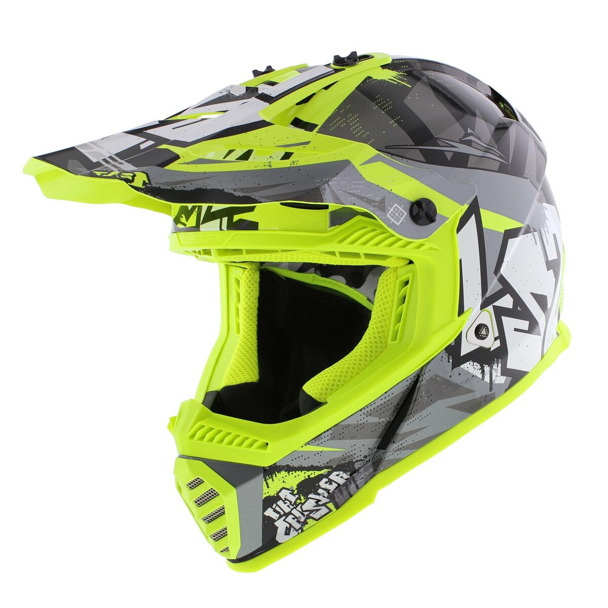 LS2 MX437 Fast EVO II mini Crusher gloss black h-v yellow children MX motorcycle helmet