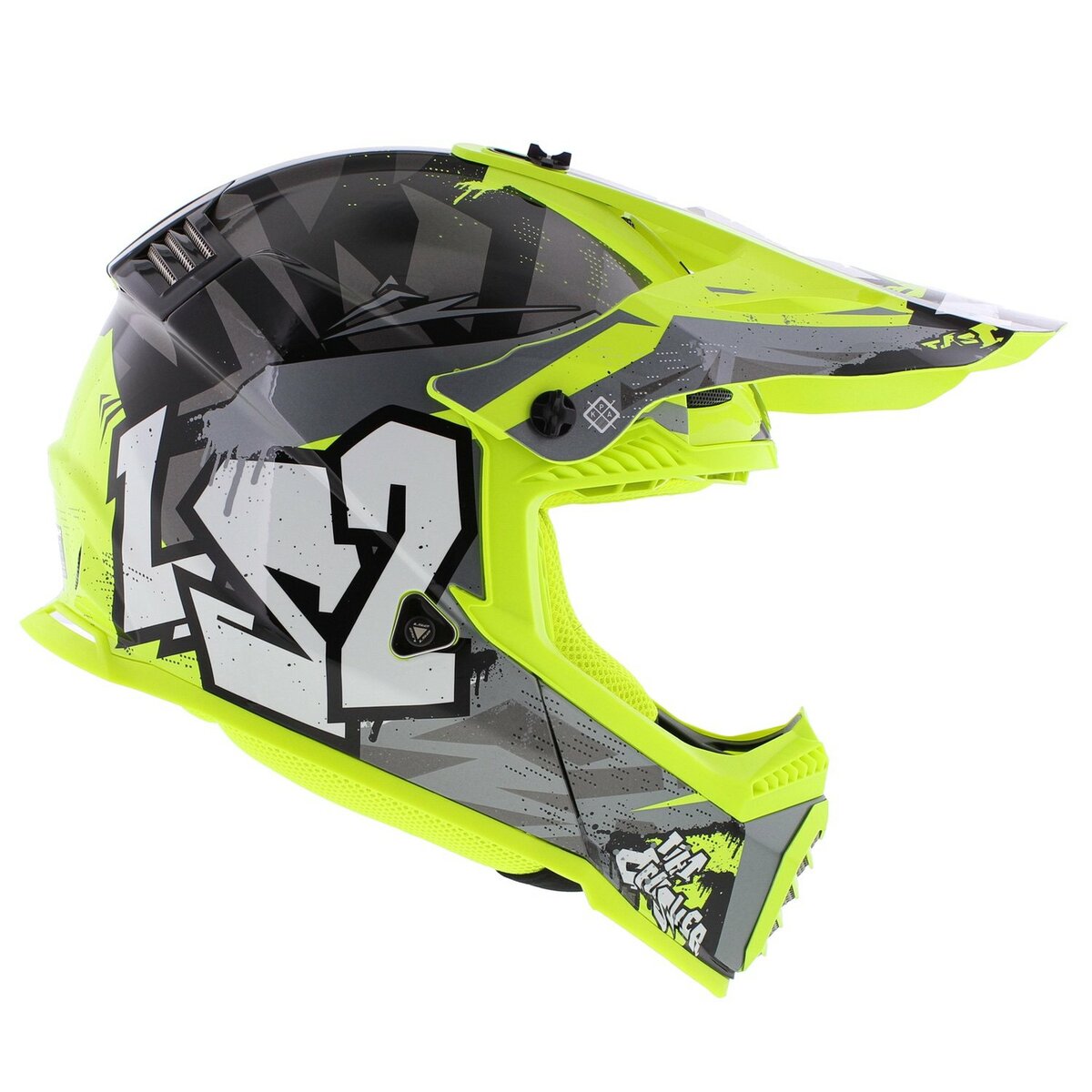 LS2 MX437 Fast EVO II mini Crusher gloss black h-v yellow children MX motorcycle helmet