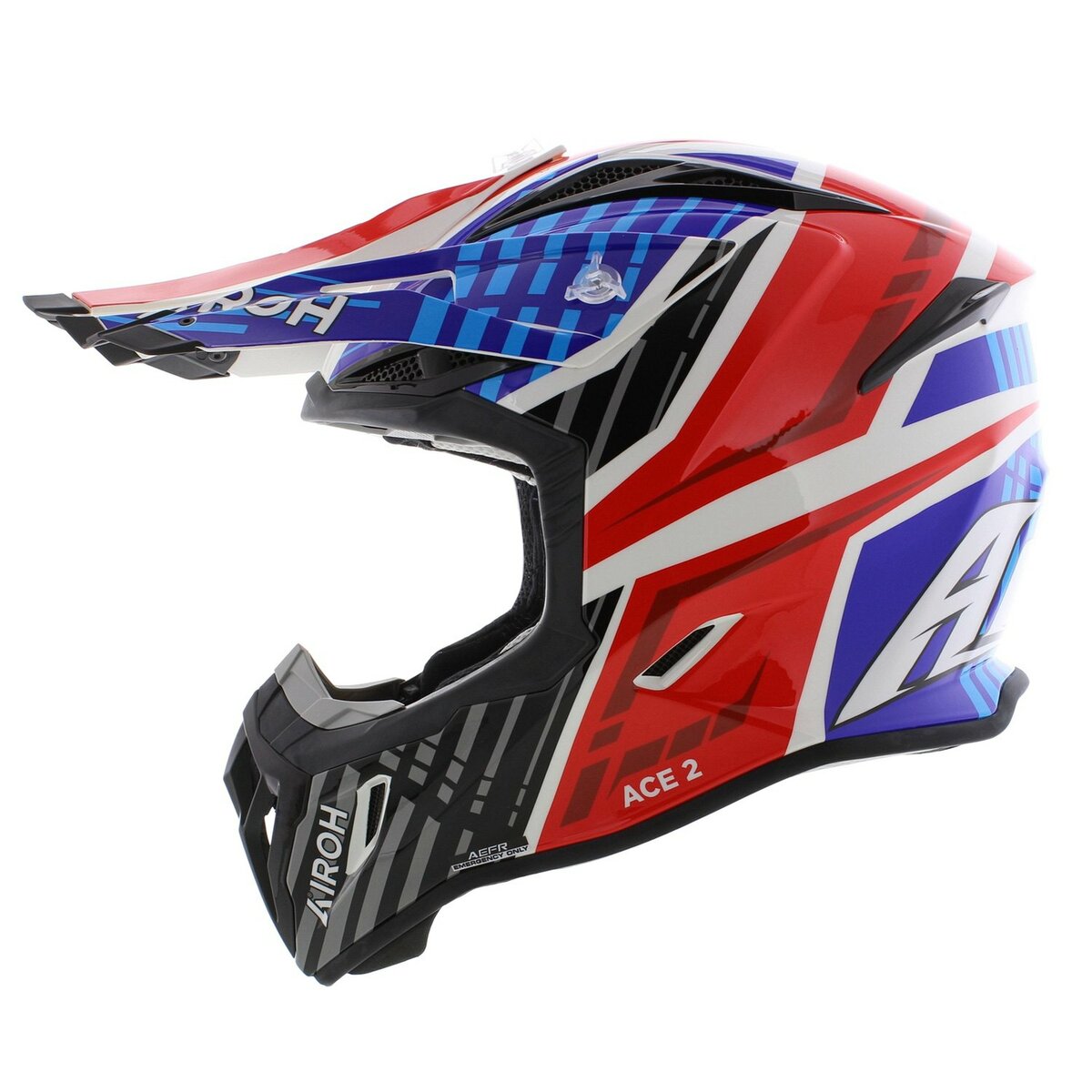 Airoh Aviator Ace 2 MX Helmet Proud - gloss black red blue