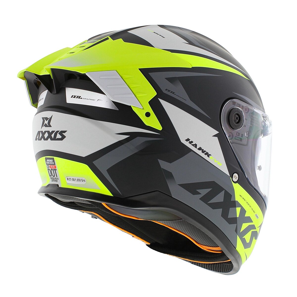 Axxis Hawk SV EVO full face helmet Ixil matt fluo yellow