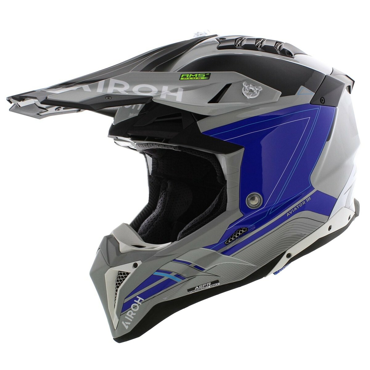 Airoh Helmet Aviator 3 AMS² Saber gloss grey blue white