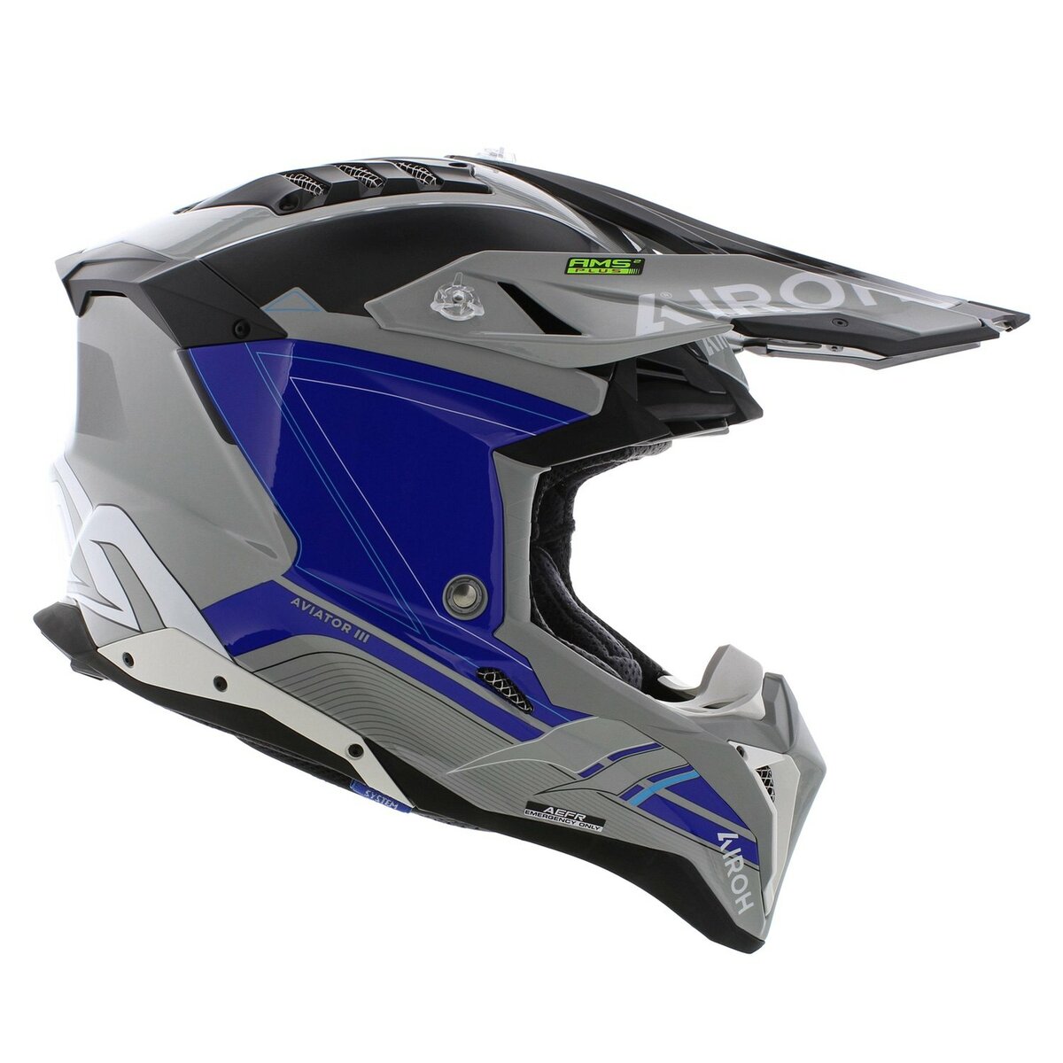 Airoh Helmet Aviator 3 AMS² Saber gloss grey blue white