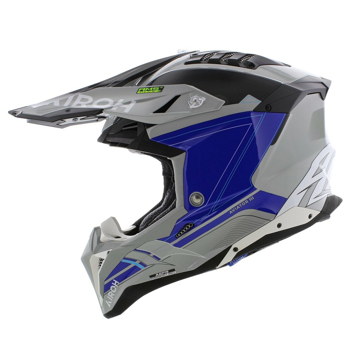 Airoh Helmet Aviator 3 AMS² Saber gloss grey blue white