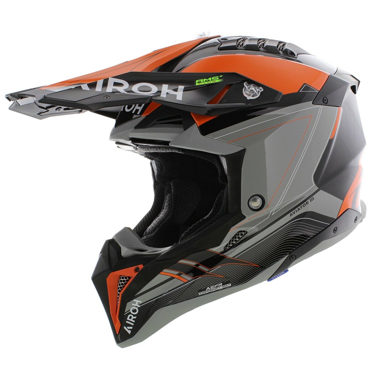 Airoh Helmet Aviator 3 AMS² Saber gloss orange black grey