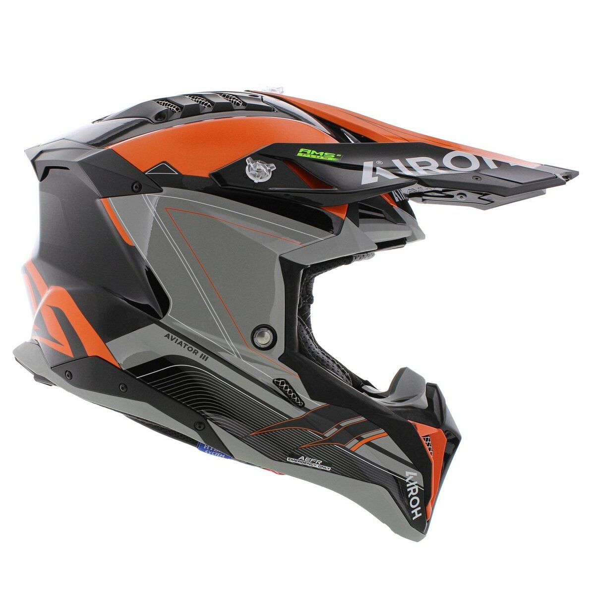 Airoh Helmet Aviator 3 AMS² Saber gloss orange black grey