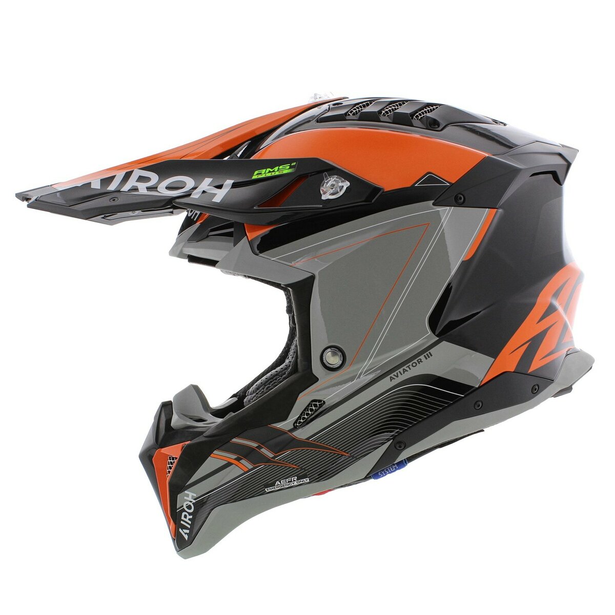 Airoh Helmet Aviator 3 AMS² Saber gloss orange black grey