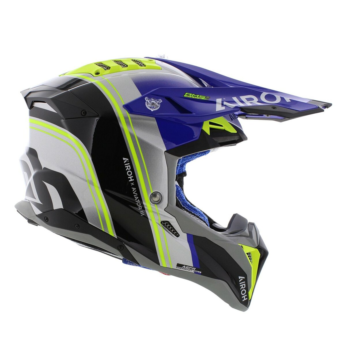 Airoh MX Helmet Aviator 3 AMS² Hima gloss blue grey black