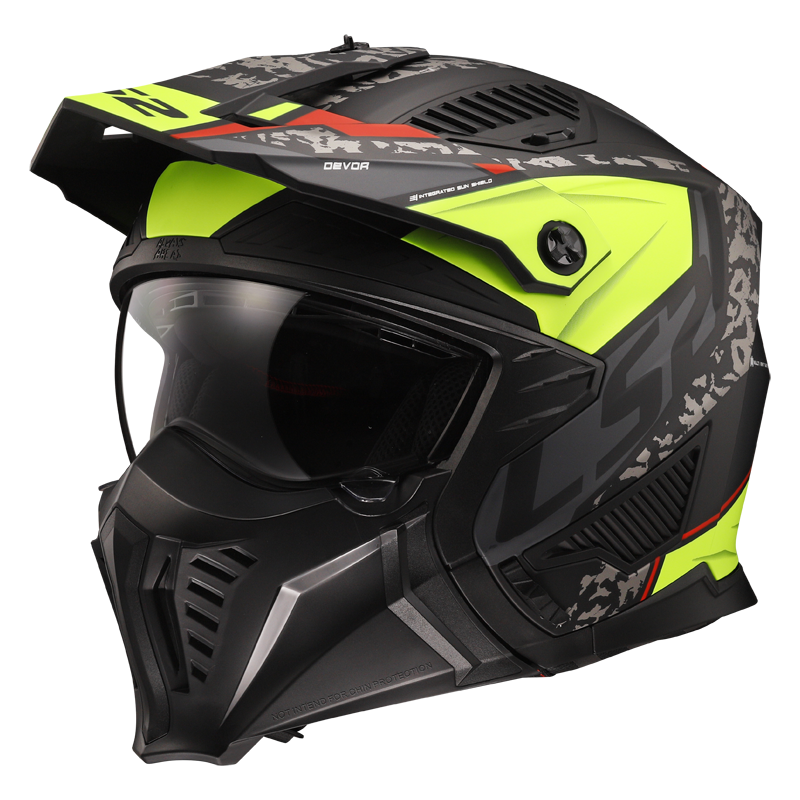 LS2 OF606 Drifter Devor matt black h-v yellow