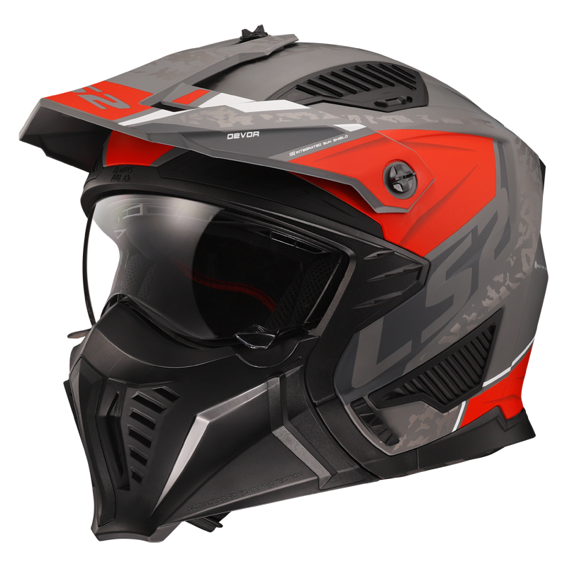 LS2 OF606 Drifter Devor matt silver titanium red