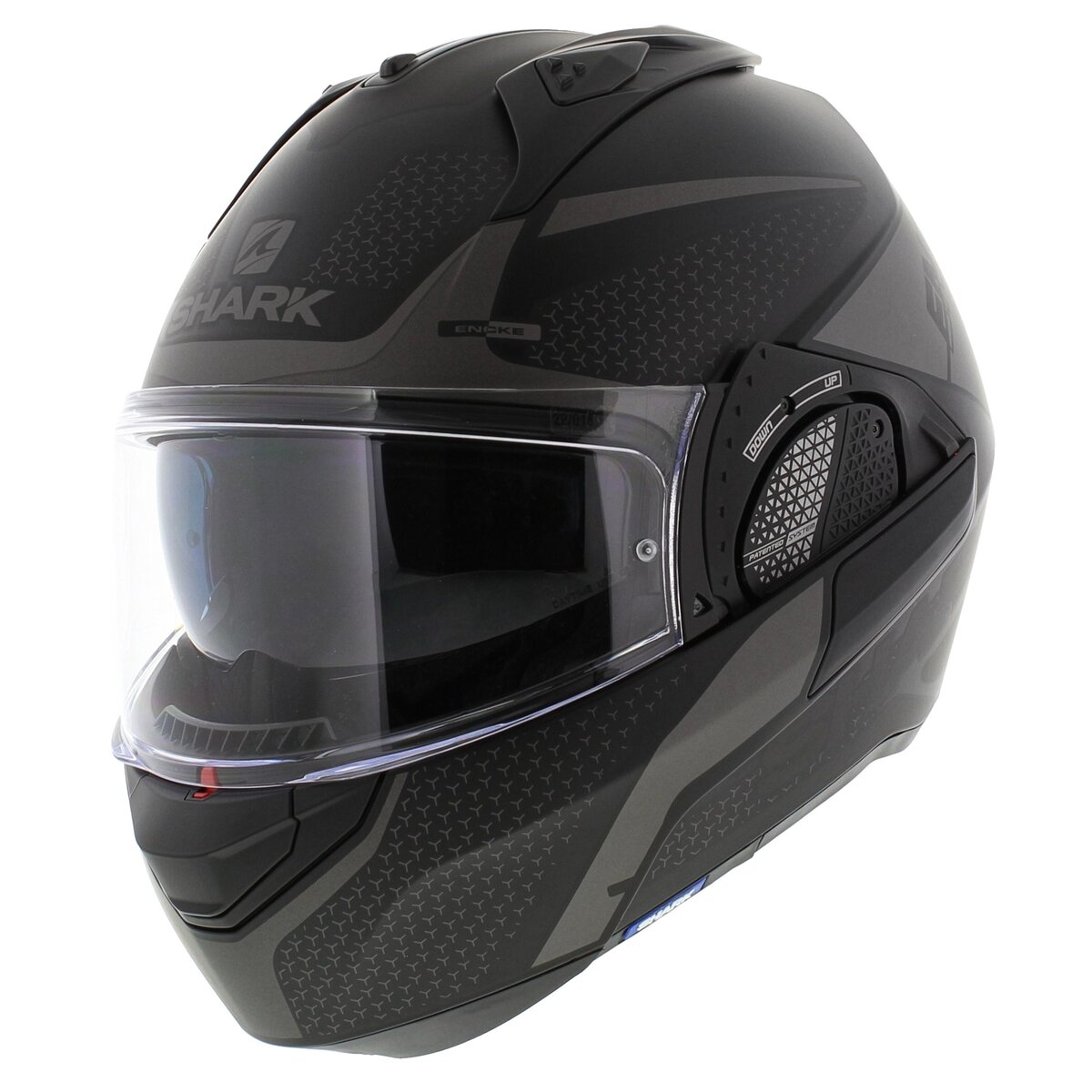 Shark EVO-GT Helmet Encke matt black anthracite - Flip up / Flip back / Modular motorcycle helmet